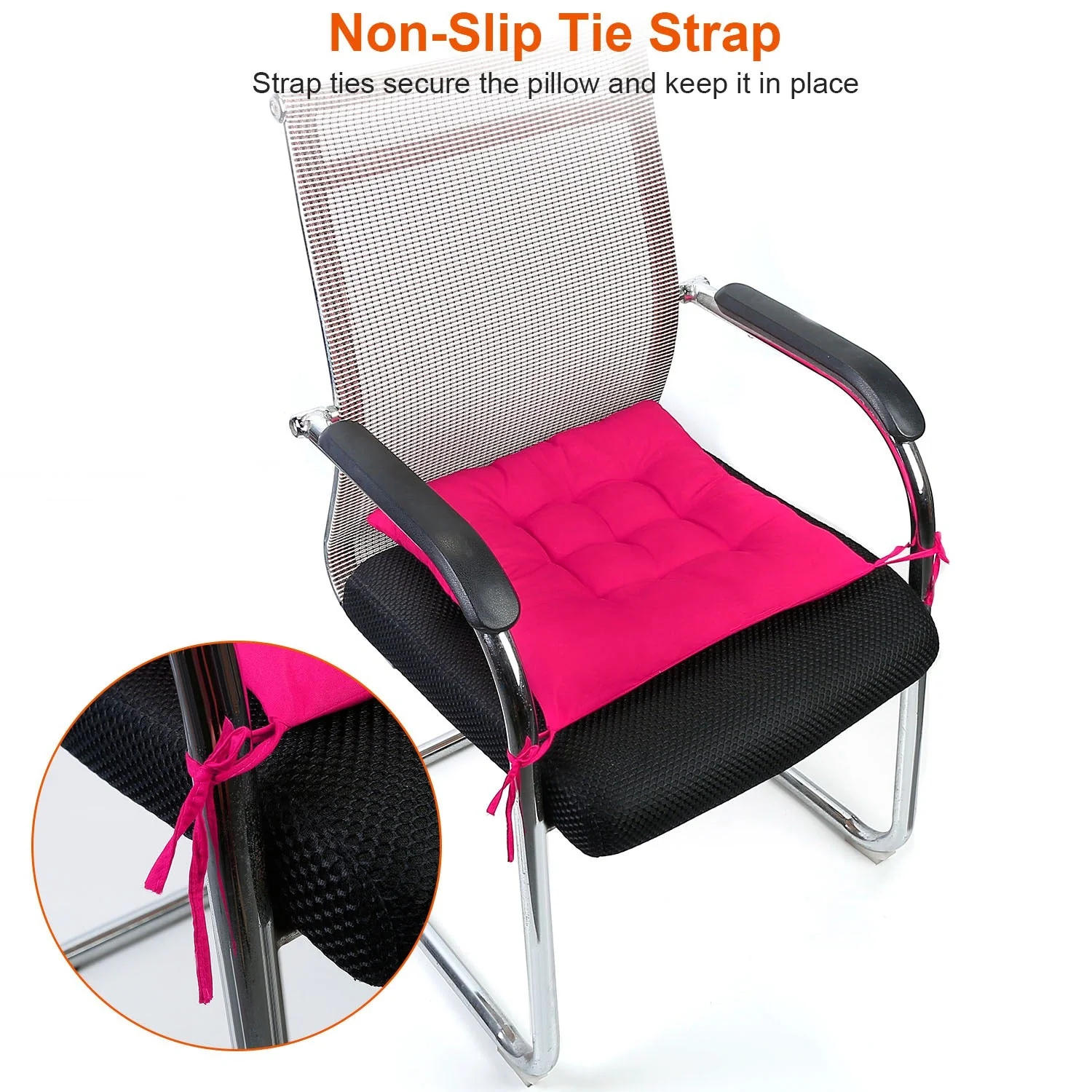 4Pcs Chair Cushion Pads Pillow 15.75x15.75x2.37in Soft Tie On Square Sitting Mats For Home Office Car Sitting Travel - Image 8