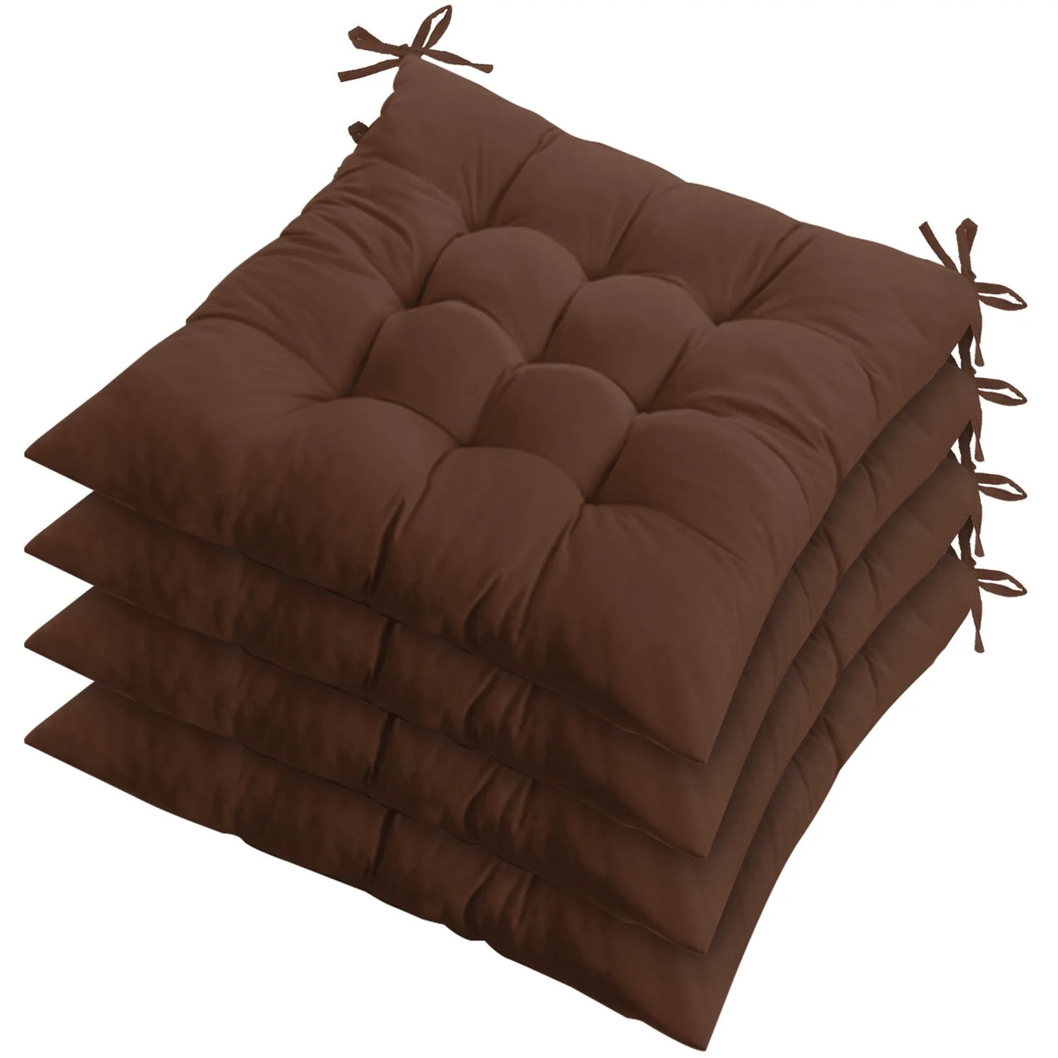 4Pcs Chair Cushion Pads Pillow 15.75x15.75x2.37in Soft Tie On Square Sitting Mats For Home Office Car Sitting Travel - Image 8