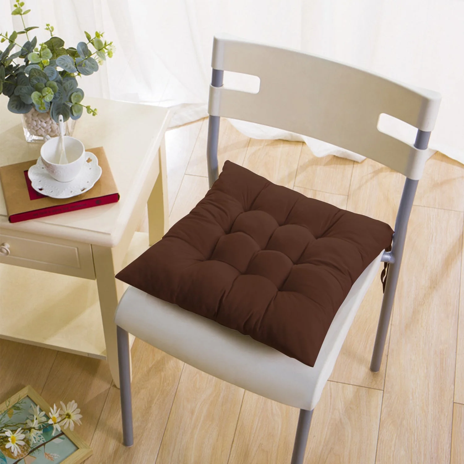 4Pcs Chair Cushion Pads Pillow 17.72x17.72x2.37in Soft Tie On Square Sitting Mats For Home Office Car Sitting Travel - Image 7