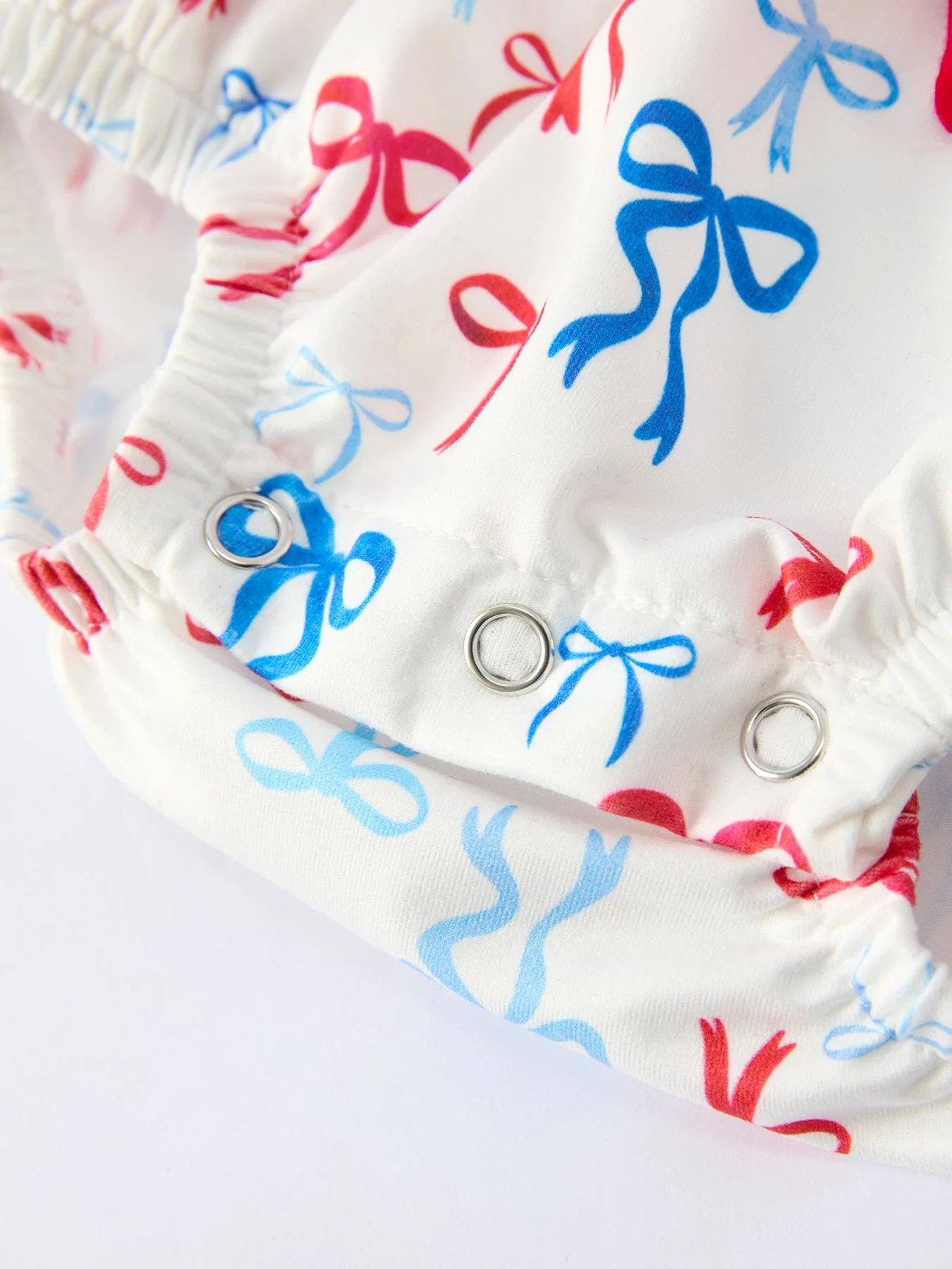 4th of july Bow Print Baby Girl Romper With Ruffle Details - Image 5