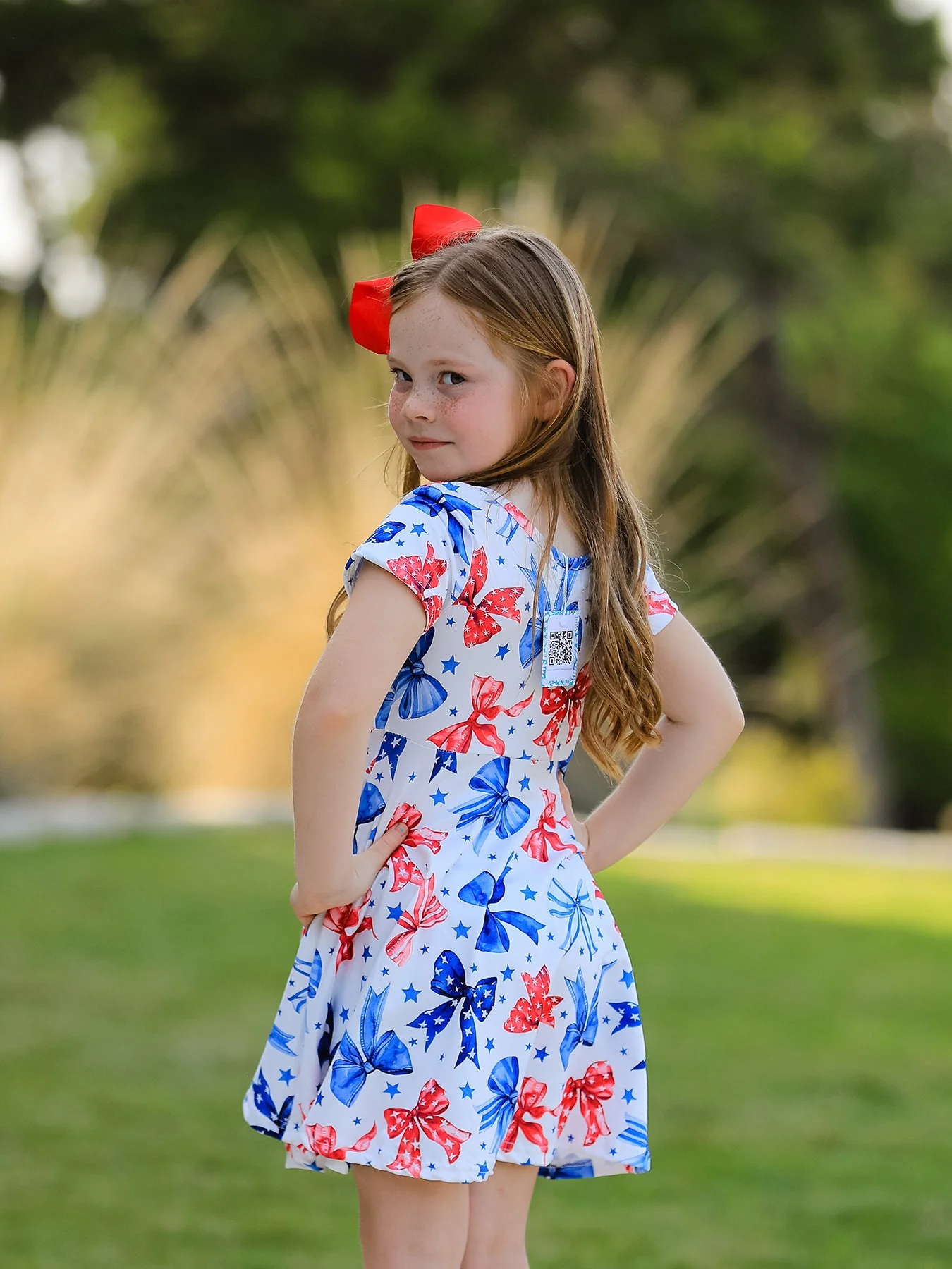 4th Of July Bow Star Girls Dress - Image 3
