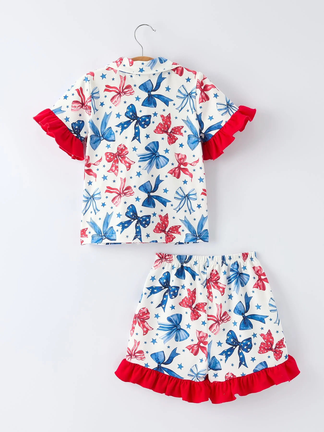 4th Of July Bow Star Girls Pajamas Set - Image 6