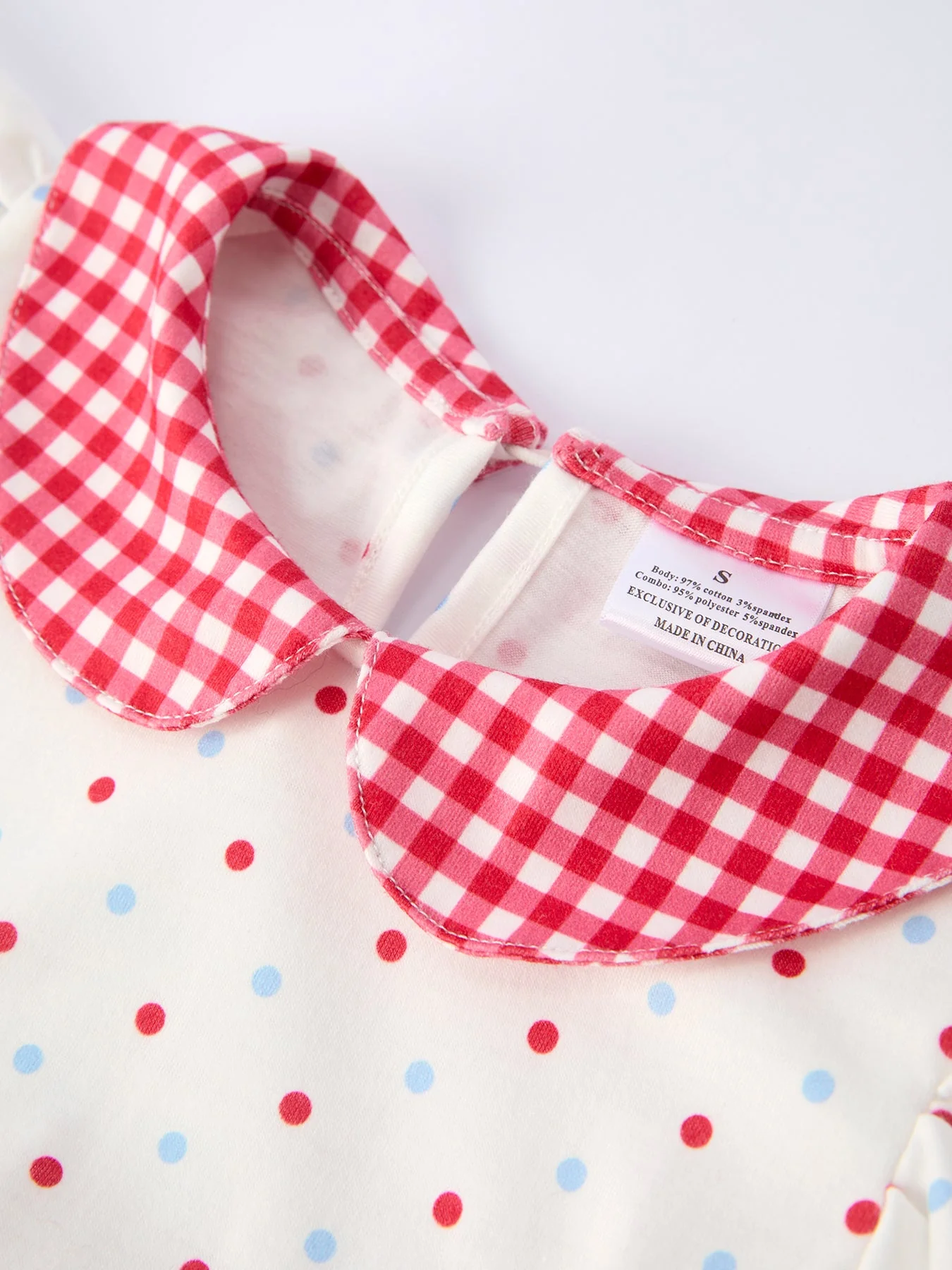 4th of July Dot Girls Dress Bow Ruffle Peter Pan Collar - Image 3