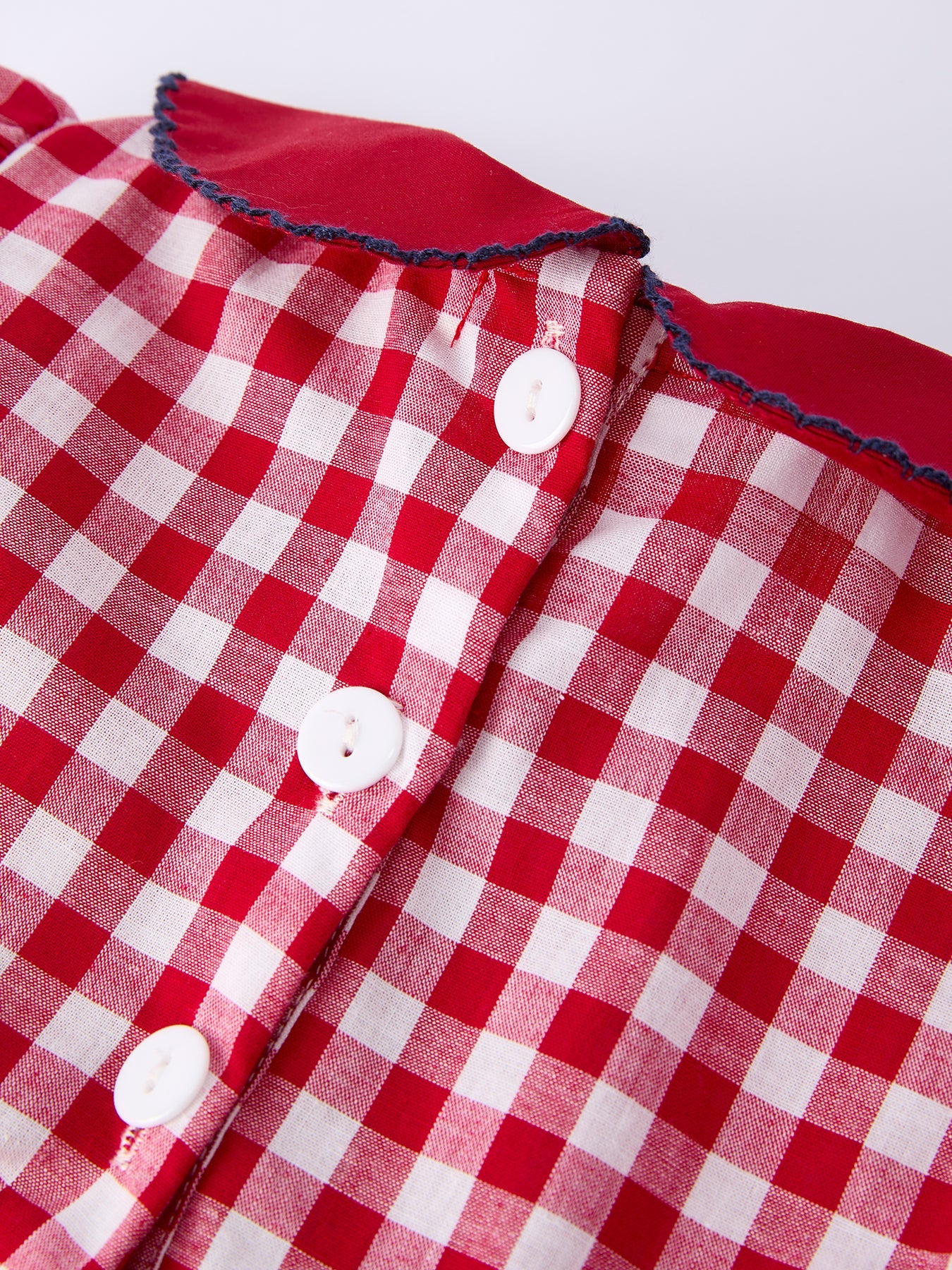 4th of July Flag Plaid Girl Peter Pan Collar Dress Bow - Image 8