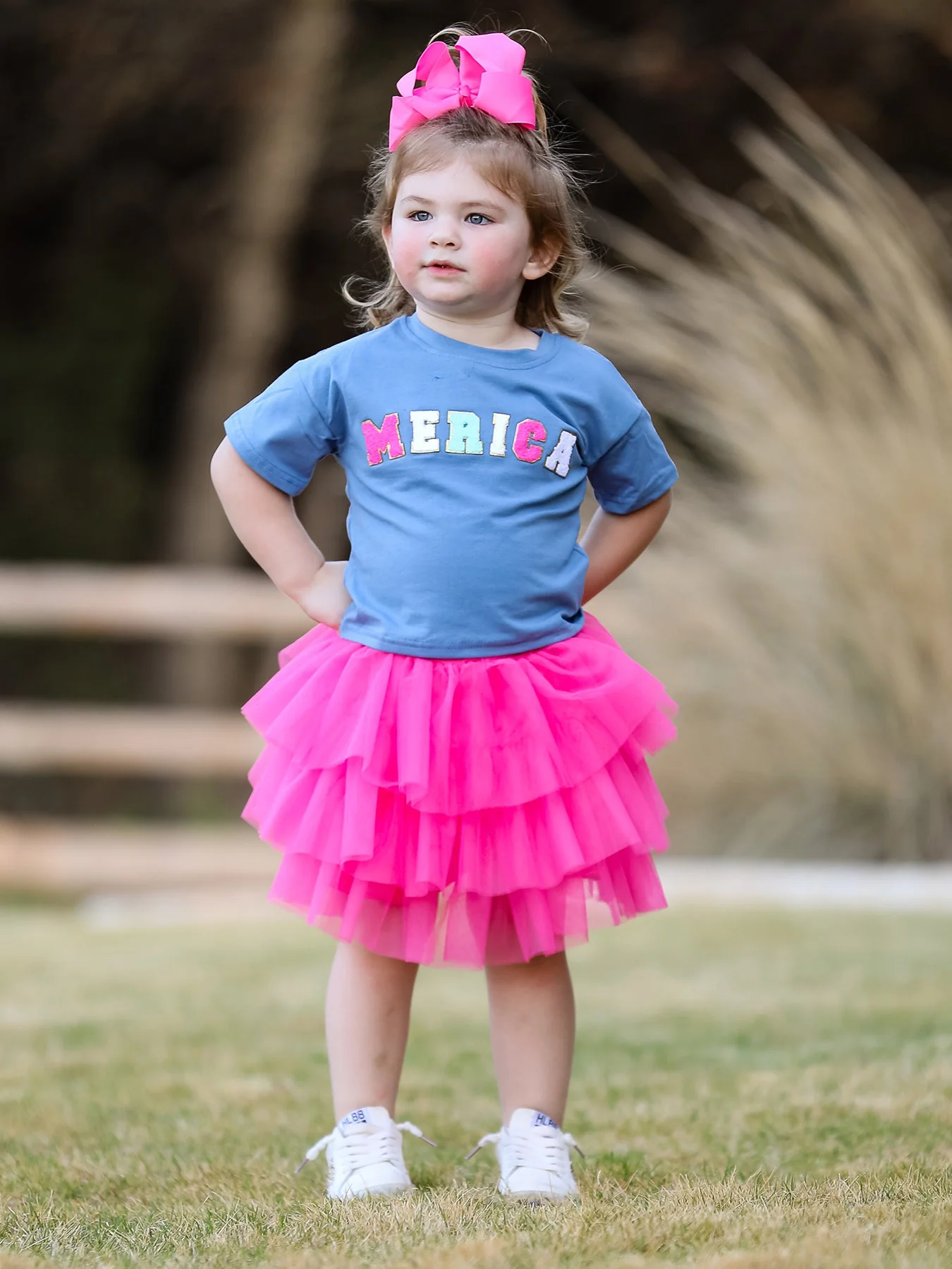4th of july  “MERICA”Top Girls Gauze Skirt - Image 2