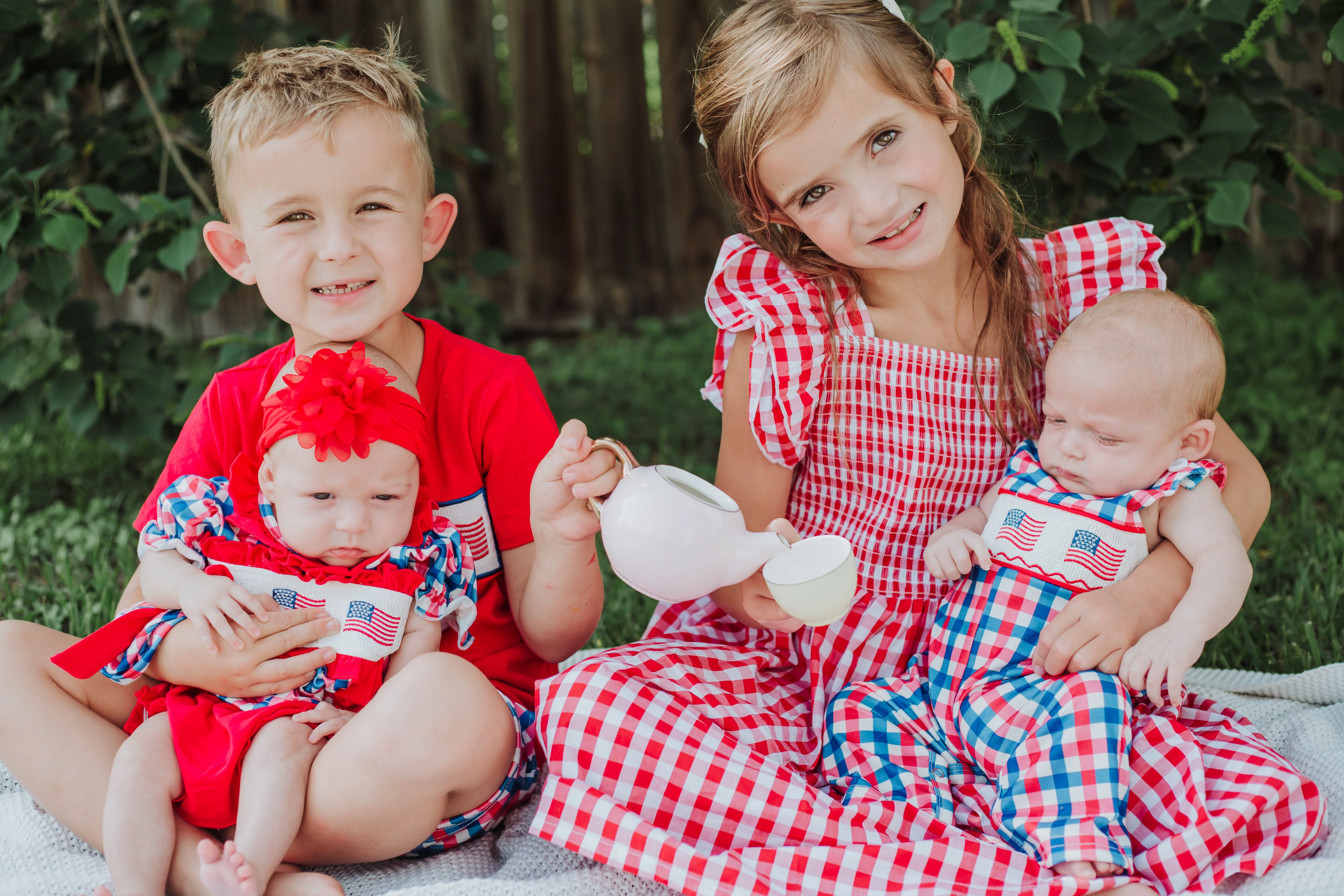 4th of July Plaid Flag Baby Boy Romper - Image 6