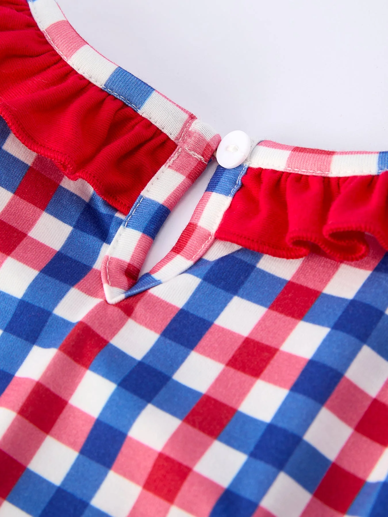 4th of July Plaid Flag Girl Dress With Bow - Image 5