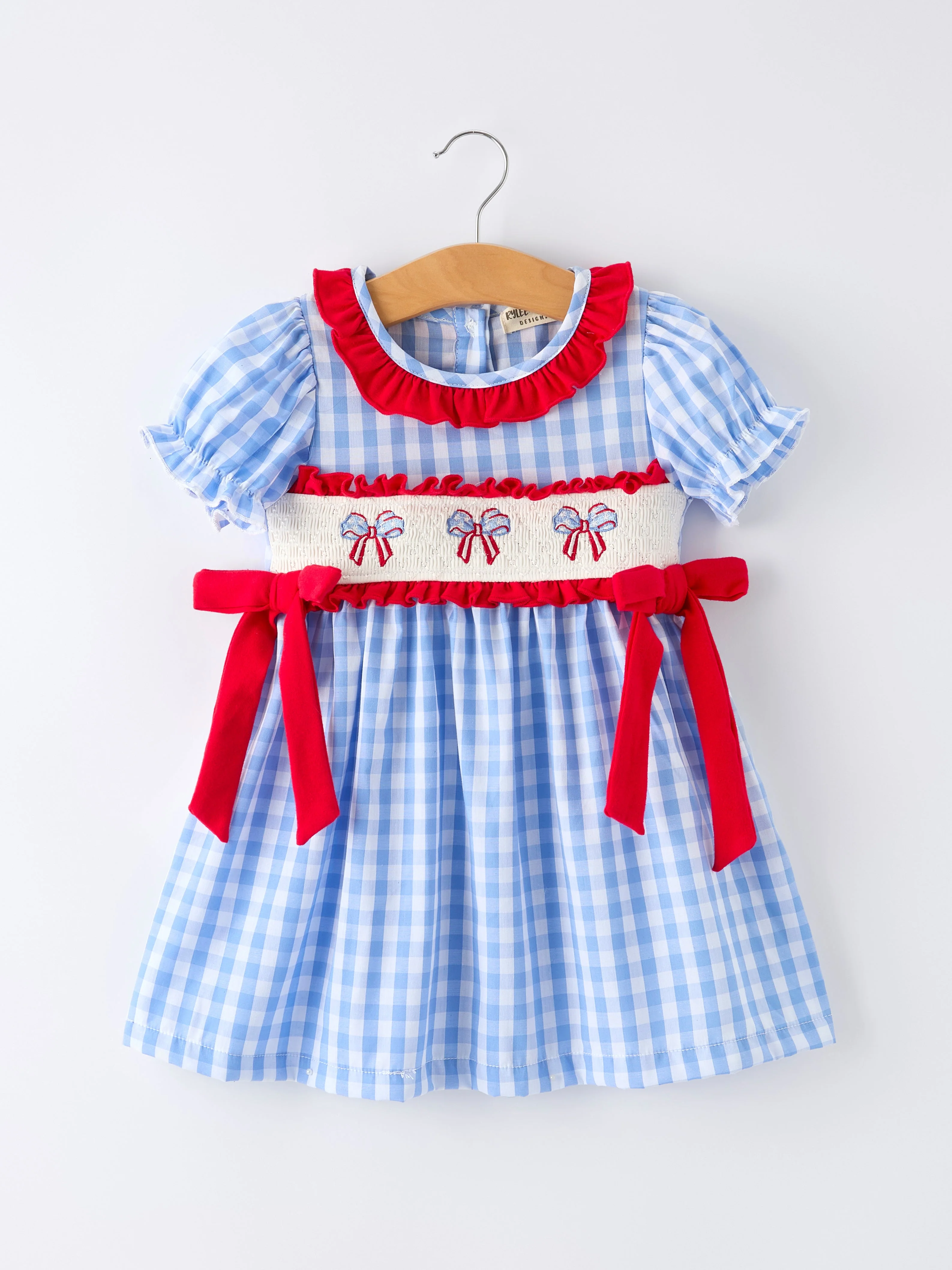 4th of July Plaid Girls Smocked Toddler Girl Dress