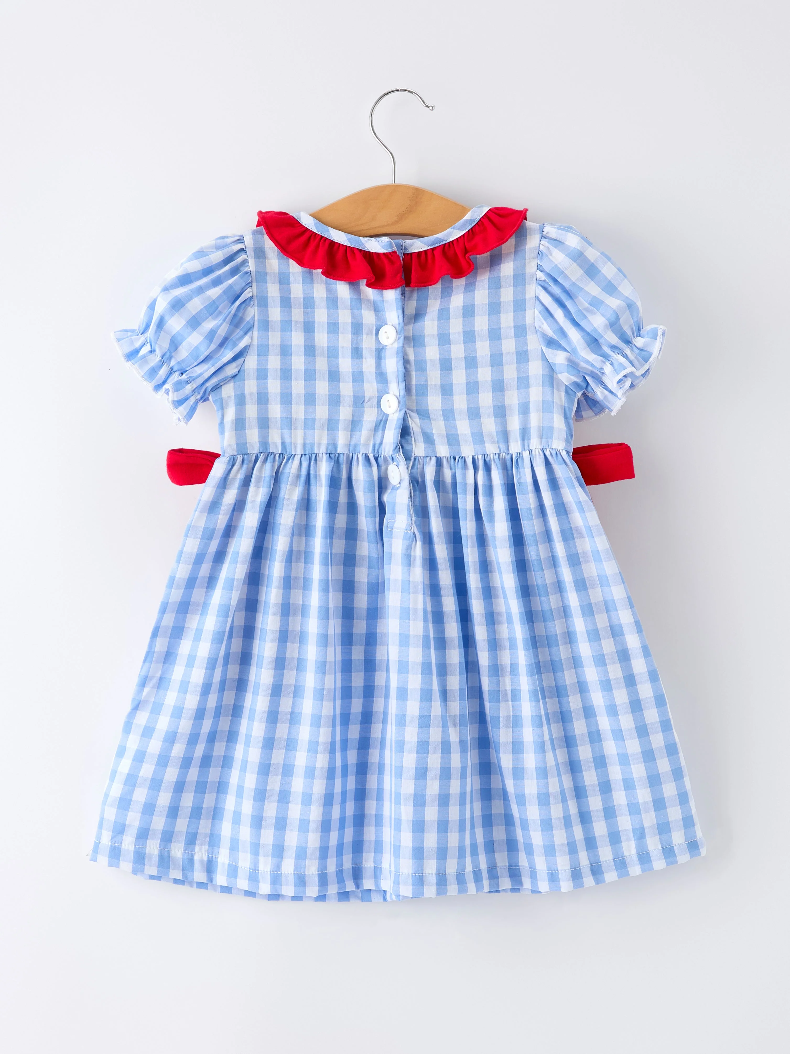 4th of July Plaid Girls Smocked Toddler Girl Dress - Image 2
