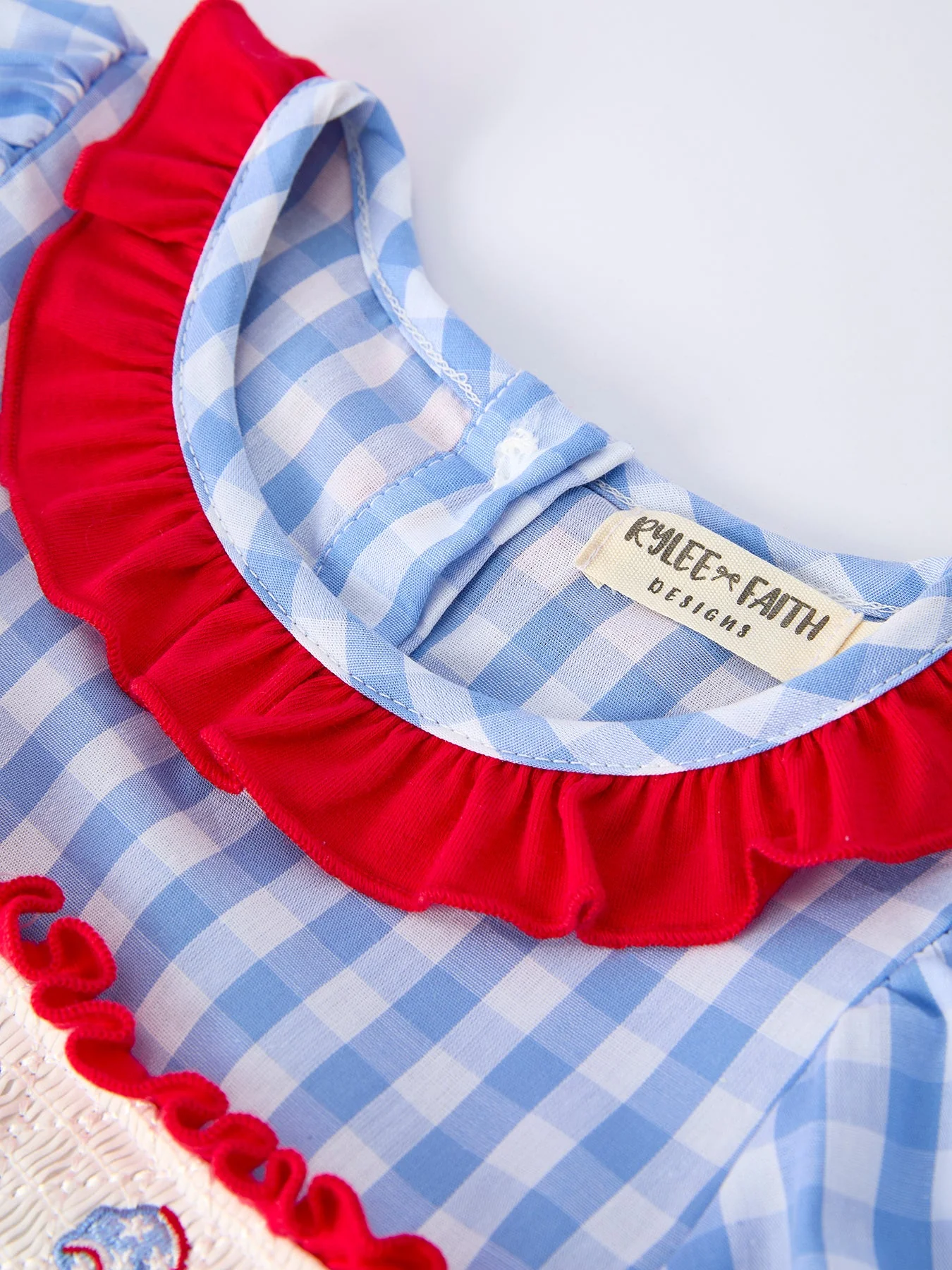 4th of July Plaid Girls Smocked Toddler Girl Dress - Image 3