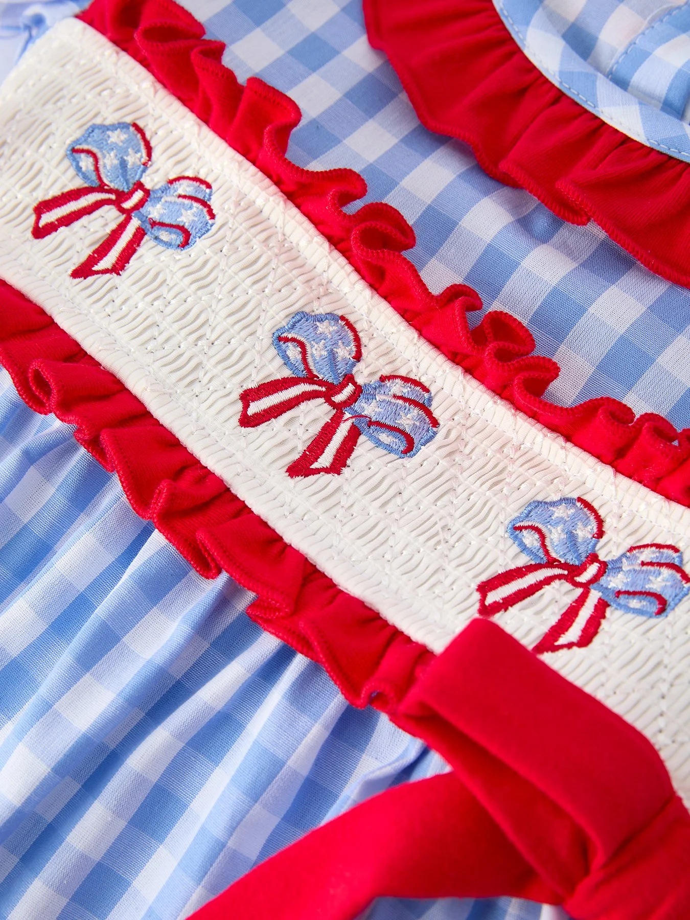 4th of July Plaid Girls Smocked Toddler Girl Dress - Image 4