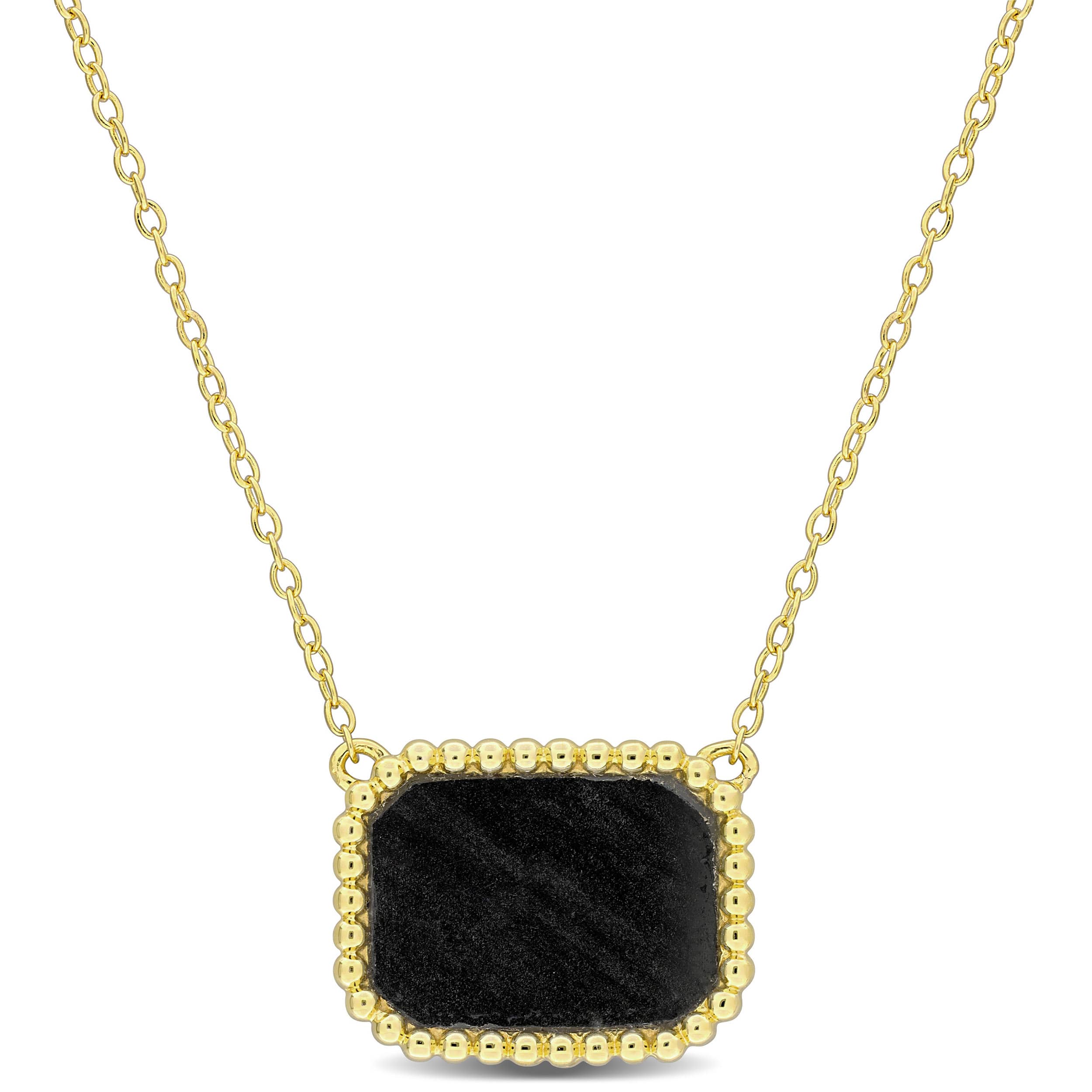 5 CT TGW Hematite Necklace With Chain Yellow Silver Length (inches): 17