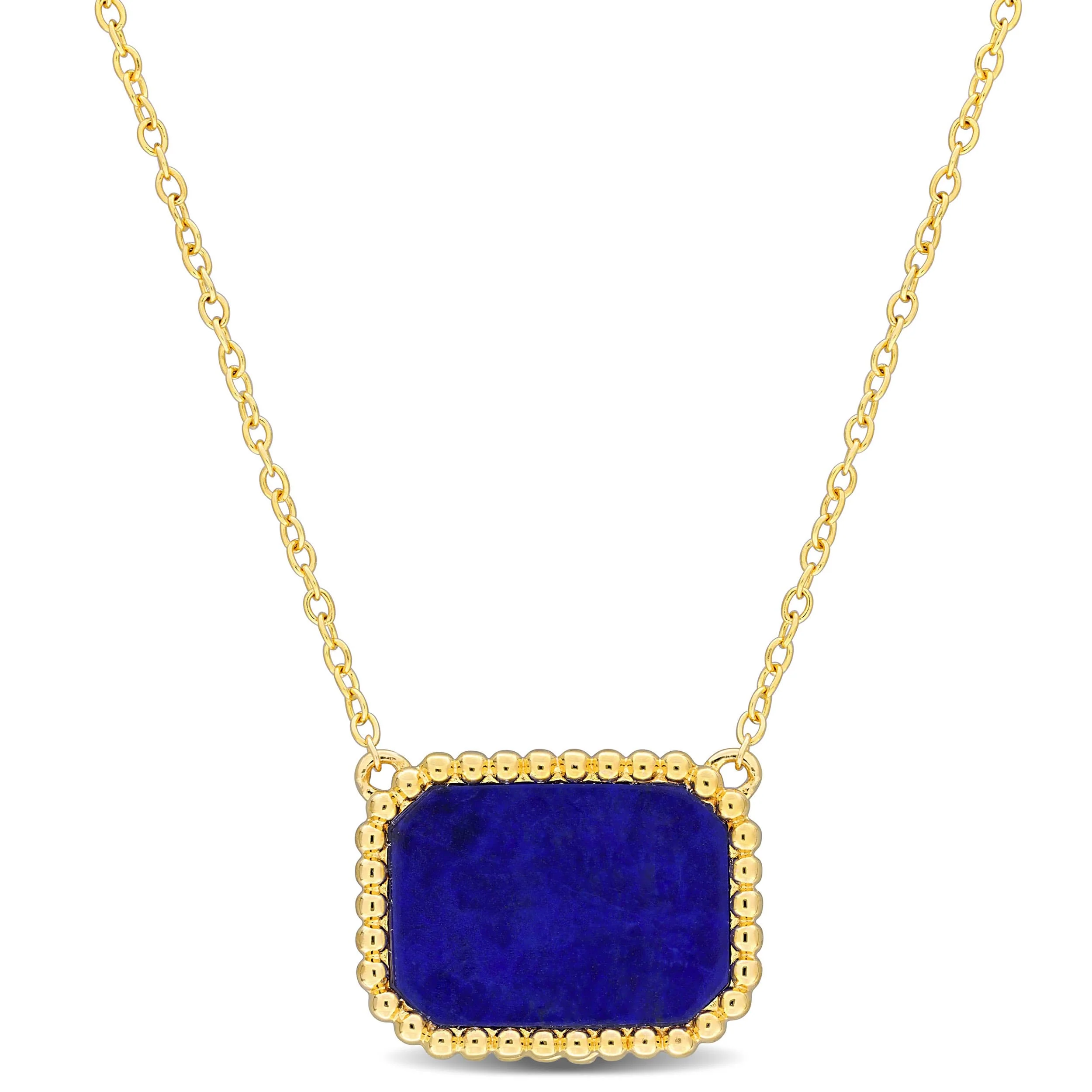 5 CT TGW Lapis Necklace With Chain Yellow Silver Length (inches): 17