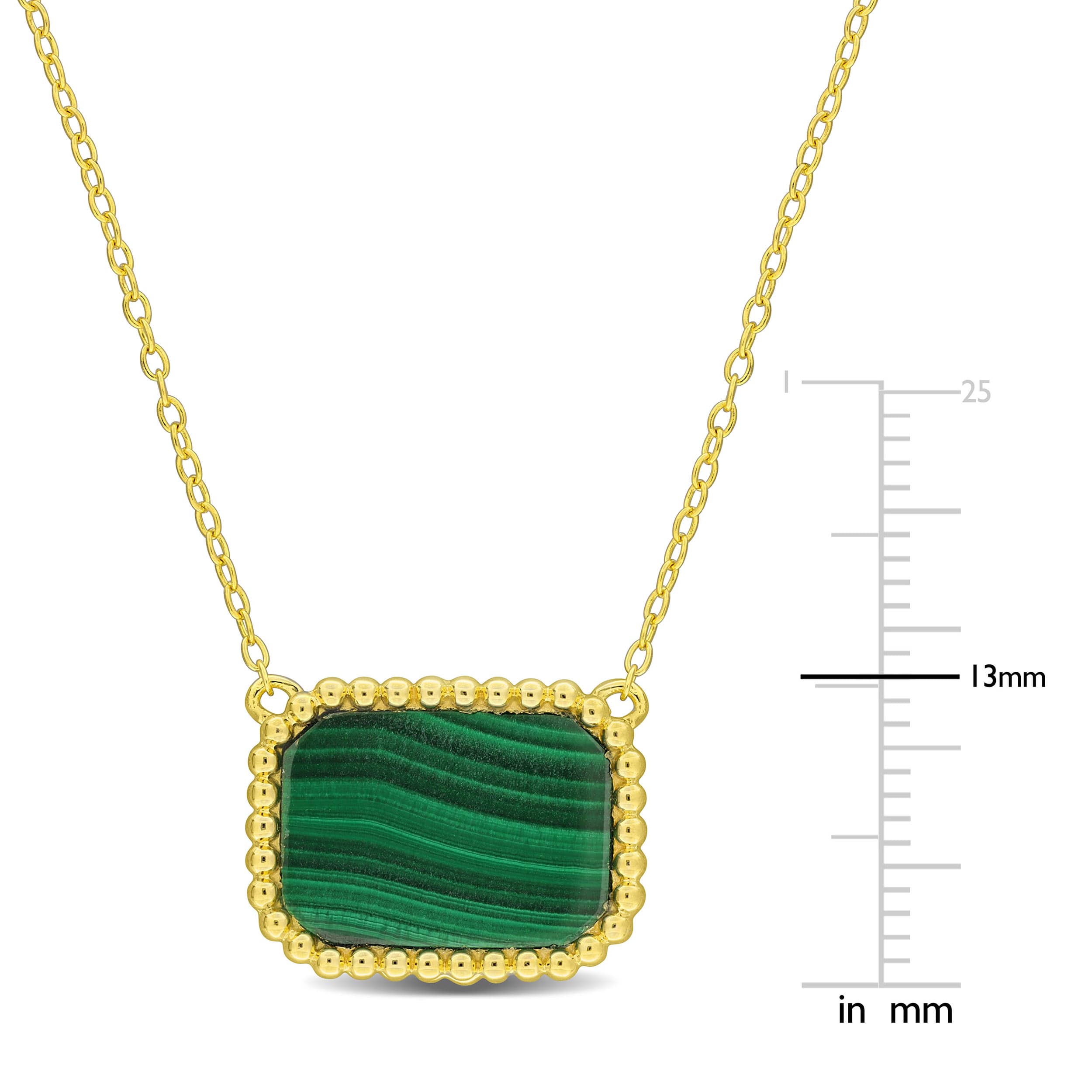 5 CT TGW Malachite Necklace With Chain Yellow Silver Length (inches): 17 - Image 6