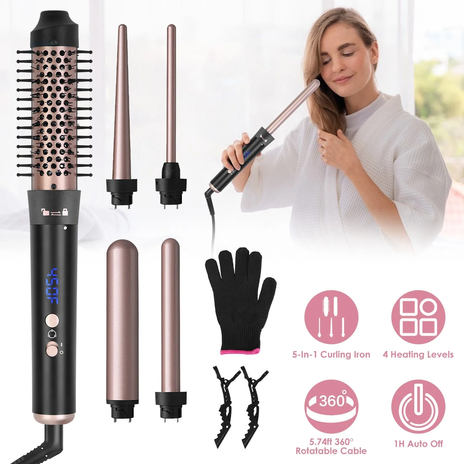 5 in 1 Curling Wand Hair Curling Iron Brush Hair - Image 7