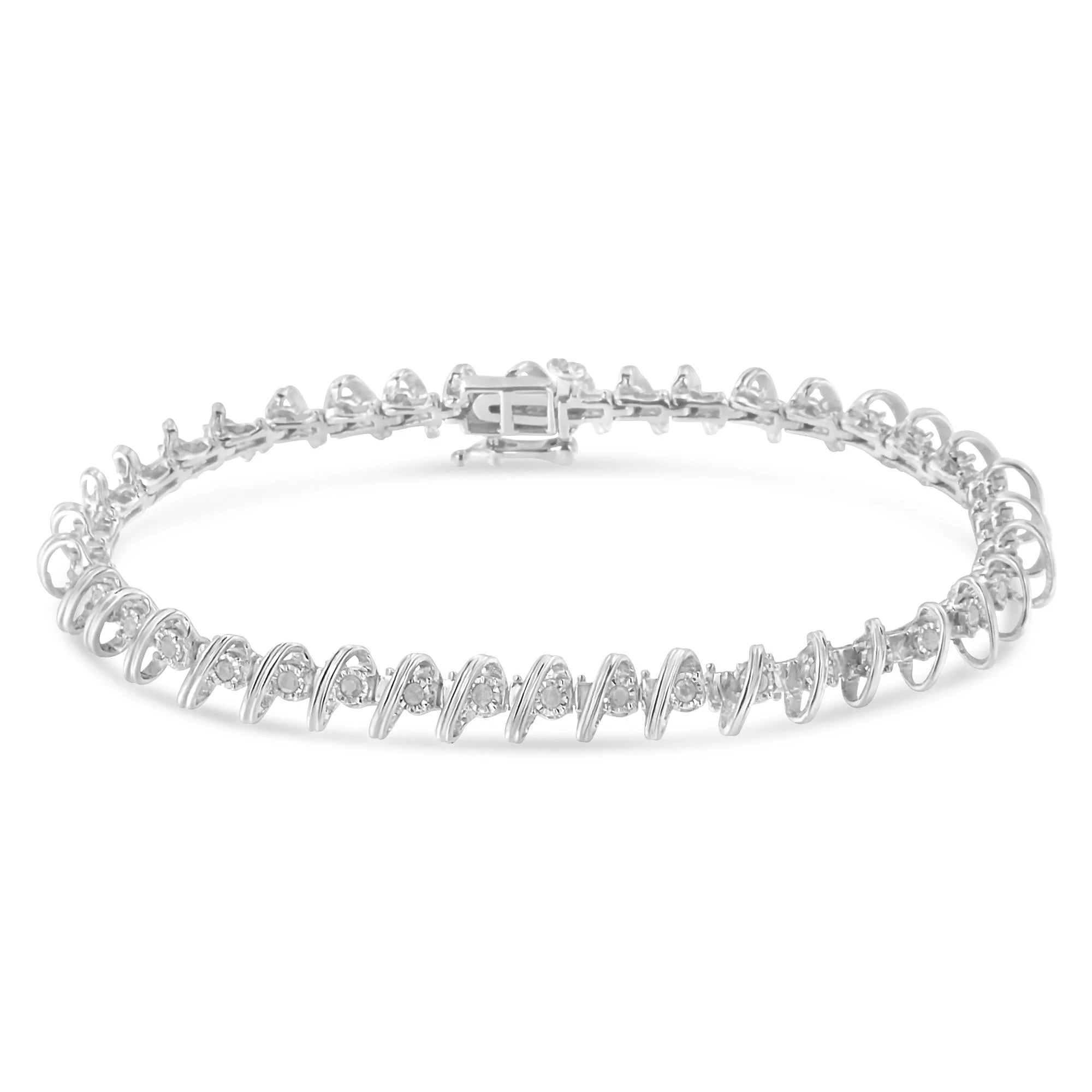 .925 Sterling Silver 1/2 Cttw Diamond Miracle-Set 7" Tennis Bracelet (I-J Color, I3 Clarity) - Image 2