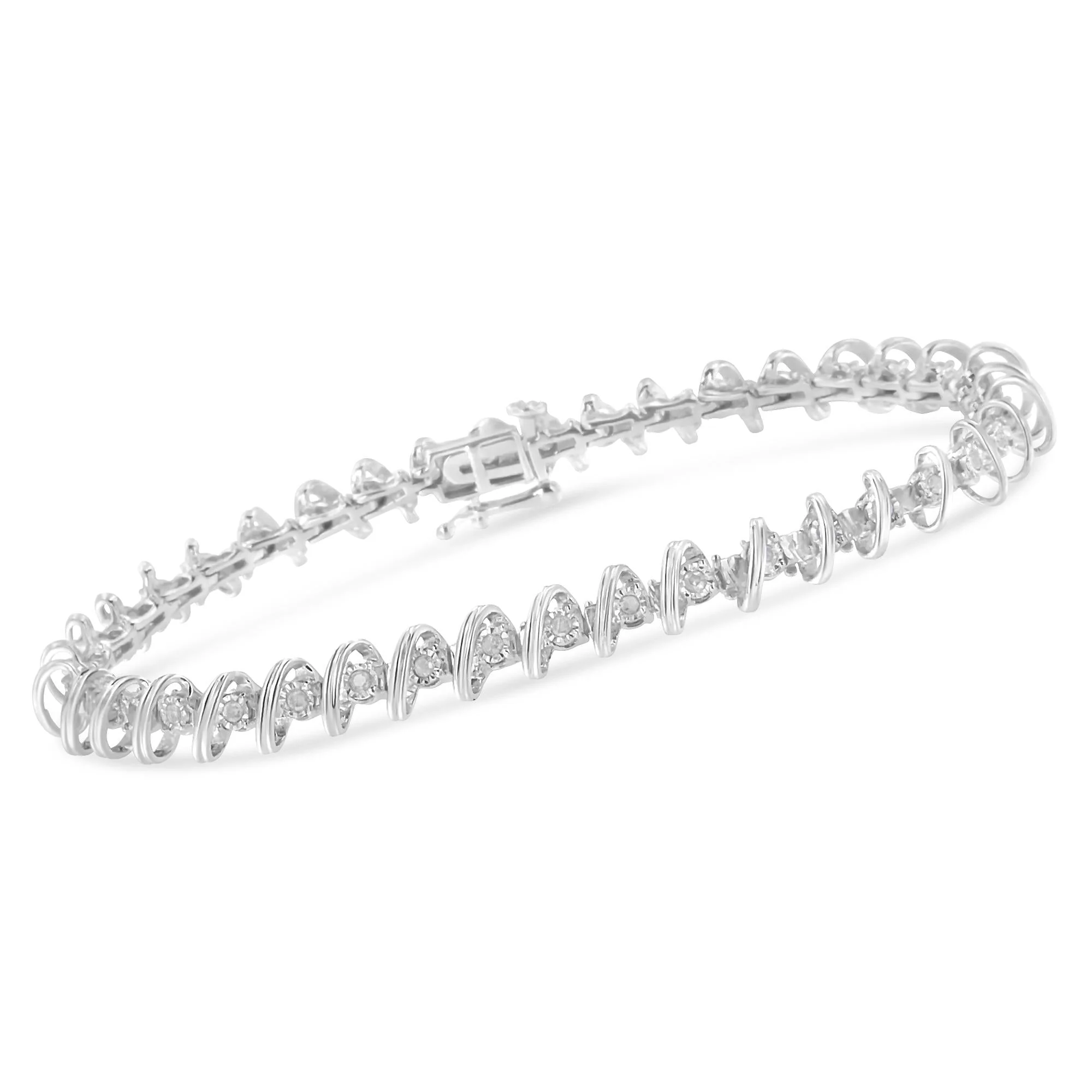 .925 Sterling Silver 1/2 Cttw Diamond Miracle-Set 7" Tennis Bracelet (I-J Color, I3 Clarity) - Image 4
