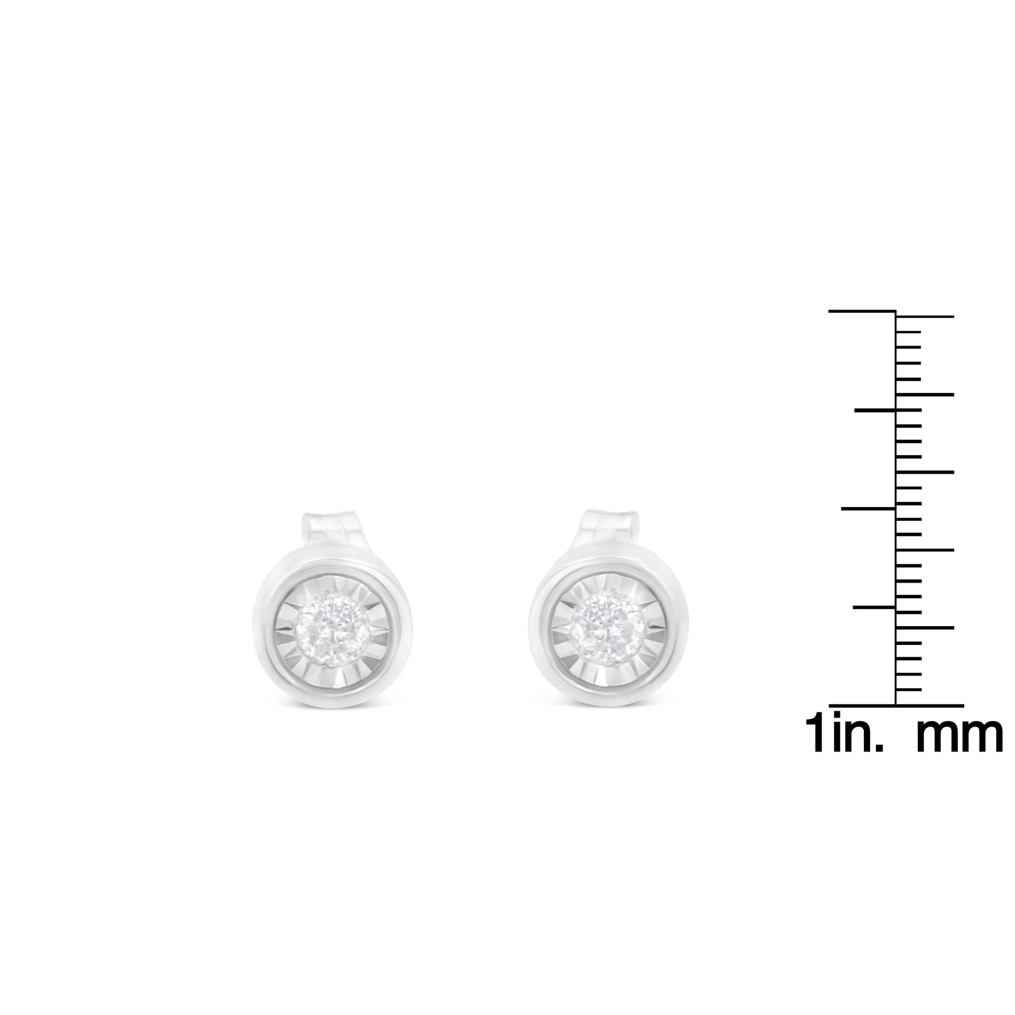 .925 Sterling Silver 1/5 Cttw Round Brilliant-Cut Near Colorless Diamond Miracle-Set Bezel Barrel Style Stud Earrings (I-J Color, I2-I3 Clarity) - Image 5