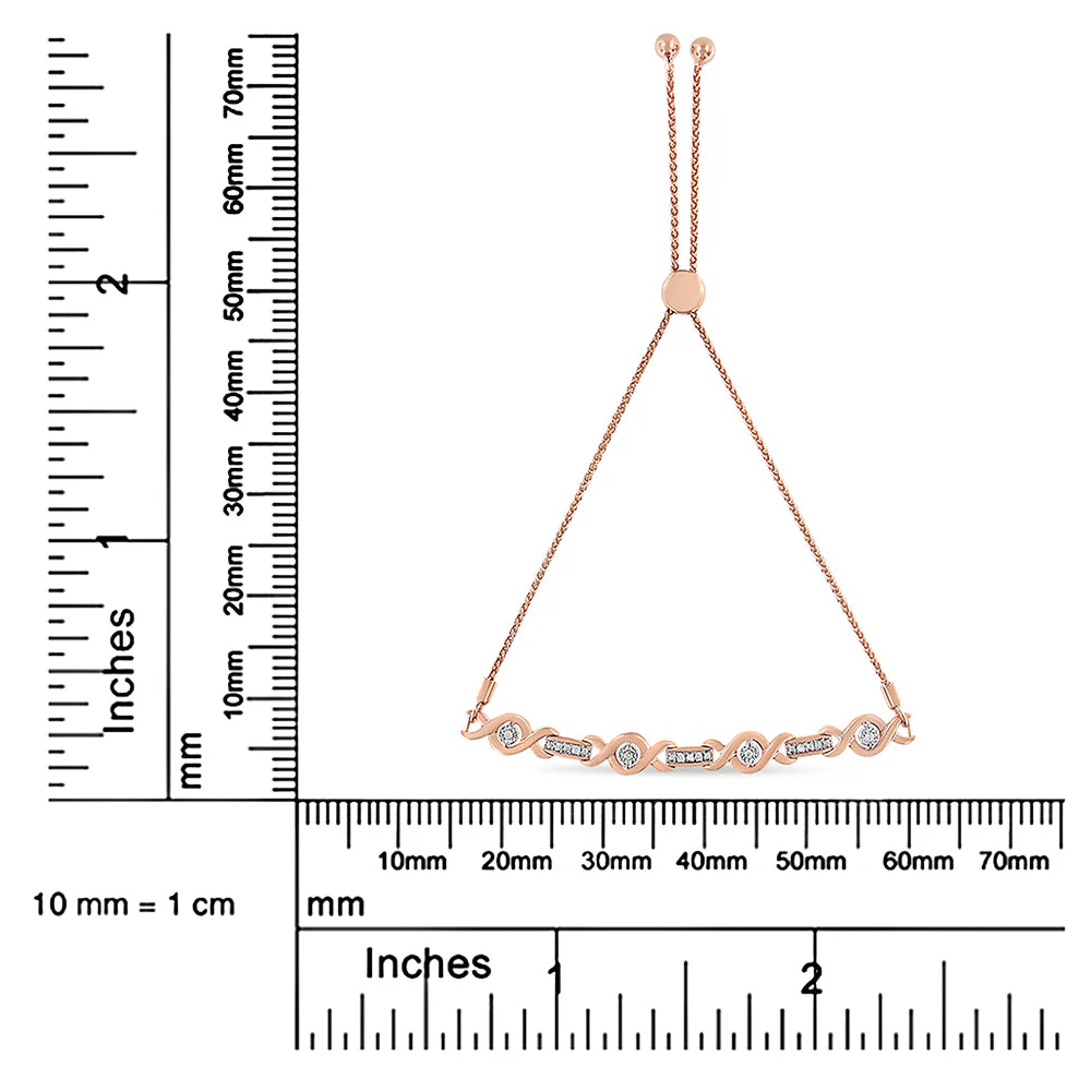 .925 Sterling Silver Channel Set Diamond Accent Twist 4”-10” Adjustable Bolo Bracelet (I-J Color, I3 Clarity) - Image 11