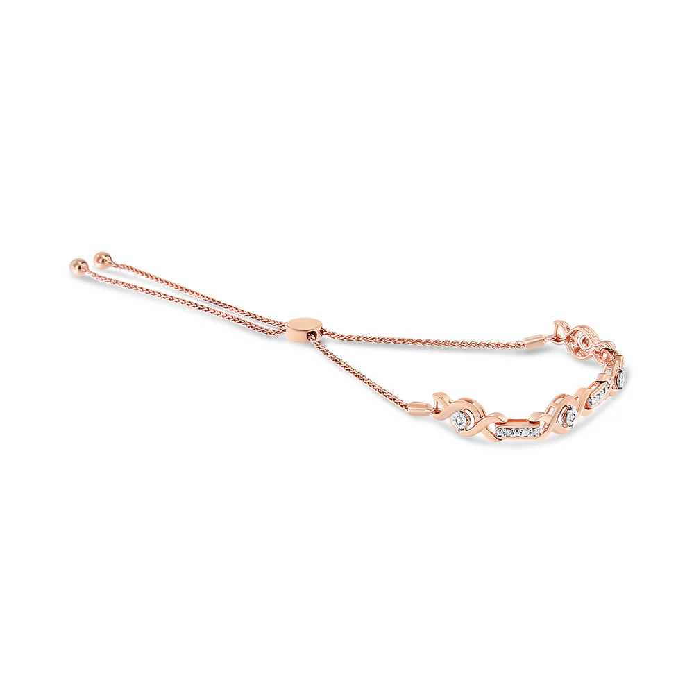 .925 Sterling Silver Channel Set Diamond Accent Twist 4”-10” Adjustable Bolo Bracelet (I-J Color, I3 Clarity) - Image 7