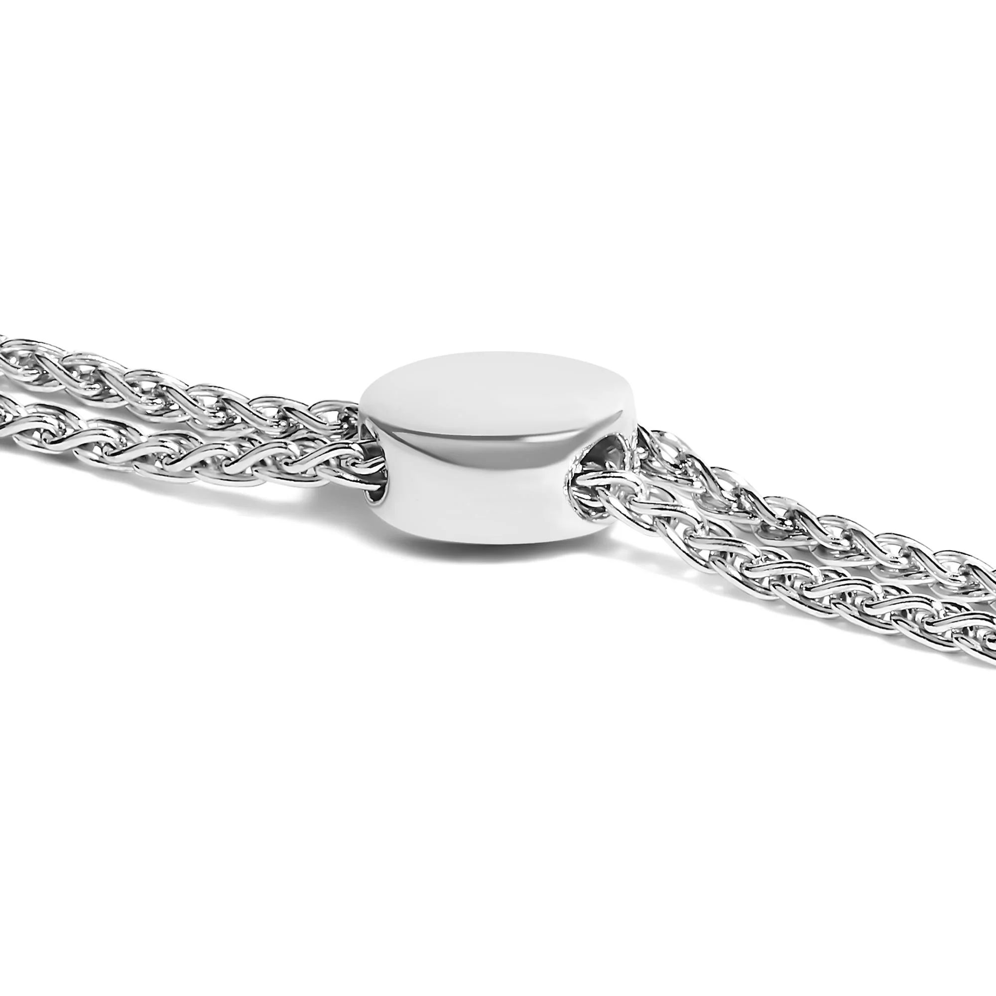 .925 Sterling Silver Diamond Cushion Frame Heart-Sides Twist 4”-10” Adjustable Bolo Tennis Bolo Bracelet (I-J Color, I3 Clarity) - Image 2