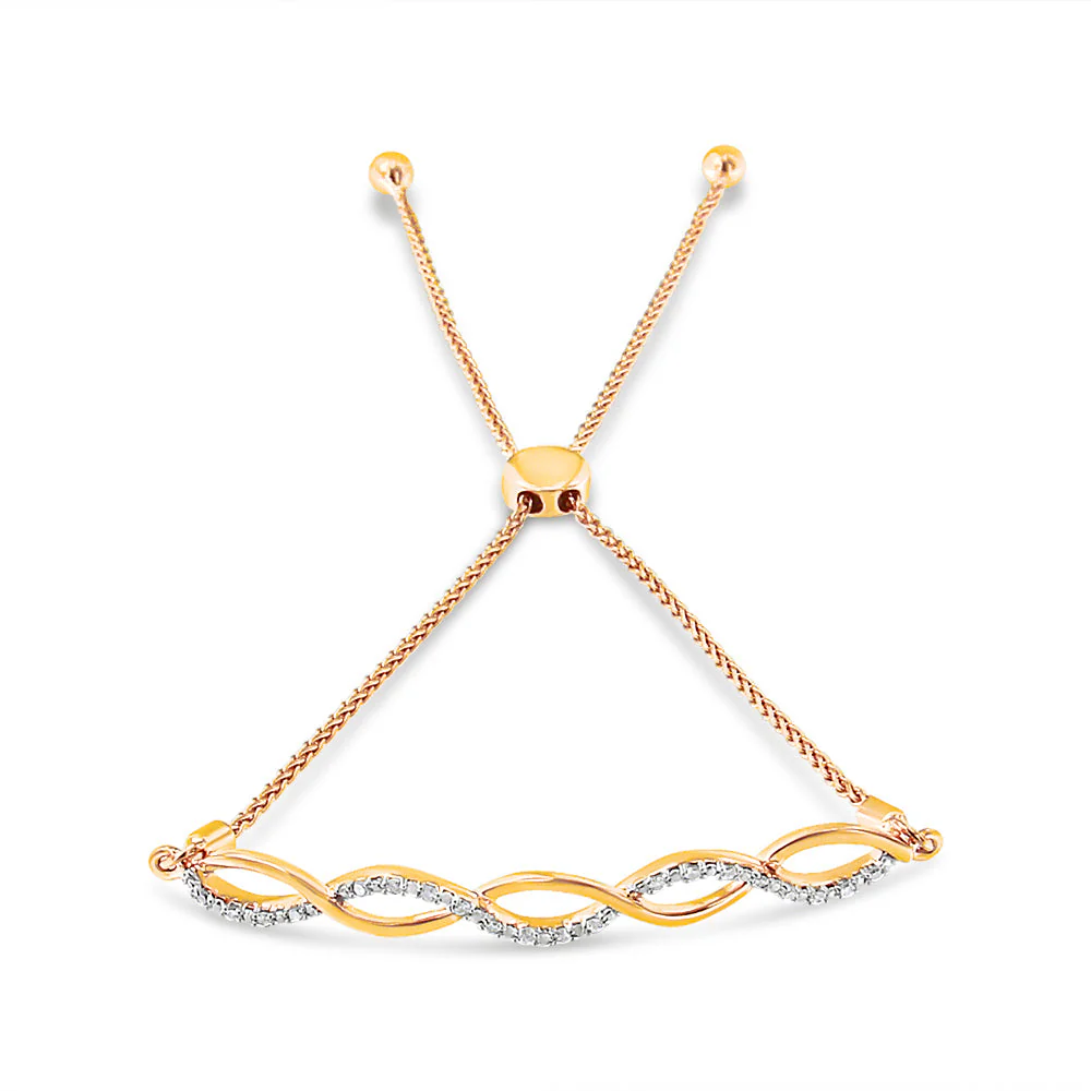 .925 Sterling Silver Diamond Infinity Twist 4”-10” Adjustable Bolo Bracelet (I-J Color, I2-I3 Clarity) - Image 3