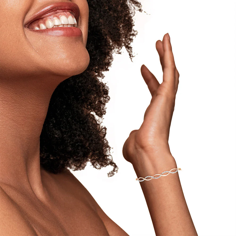 .925 Sterling Silver Diamond Infinity Twist 4”-10” Adjustable Bolo Bracelet (I-J Color, I2-I3 Clarity) - Image 5