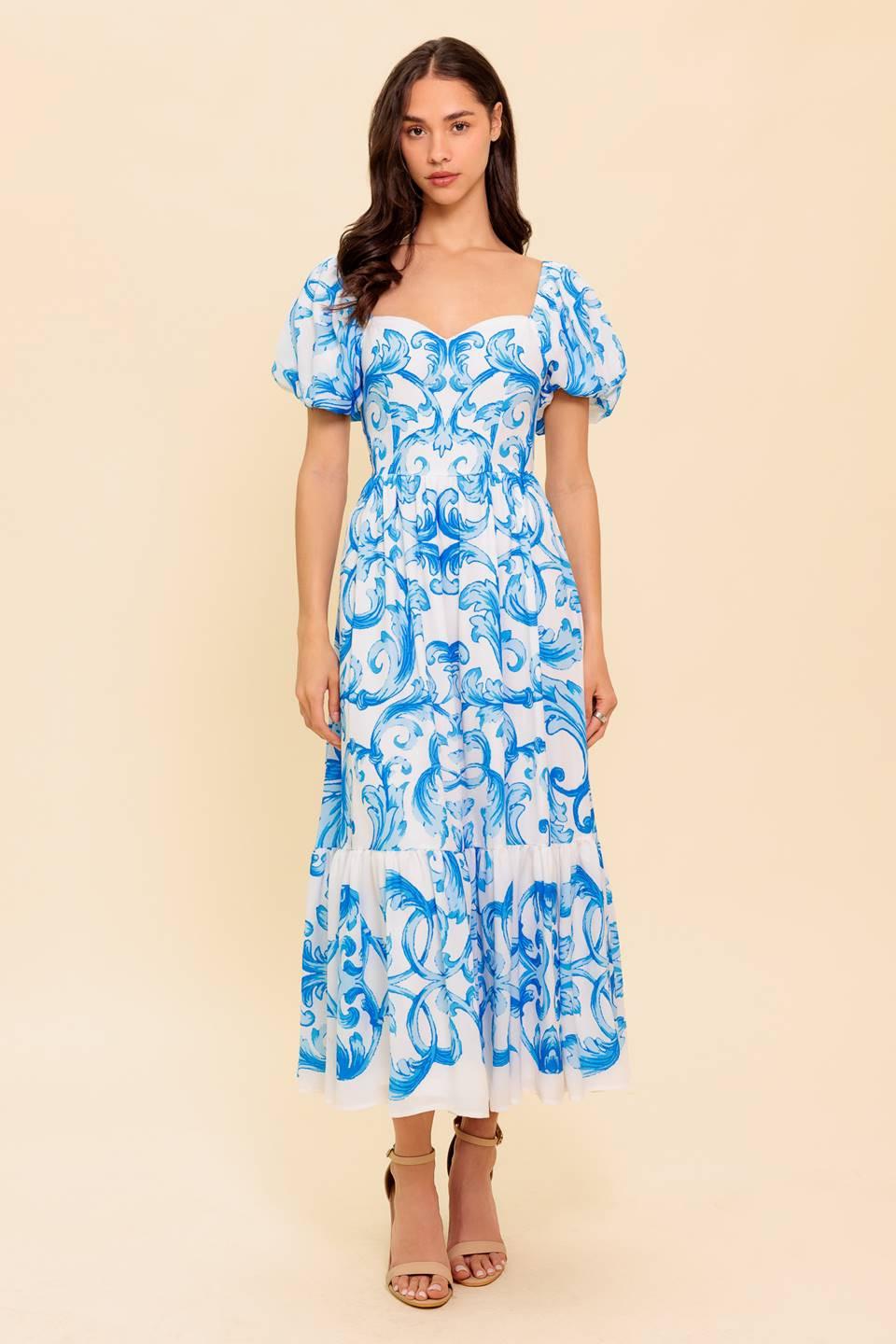 A Work of Art Blue Woven Midi Dress - Image 3