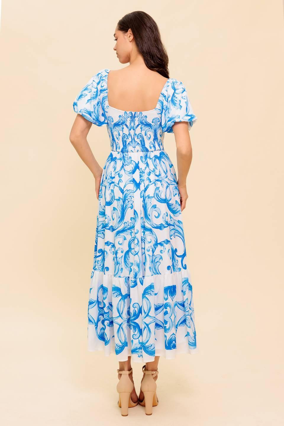 A Work of Art Blue Woven Midi Dress - Image 4