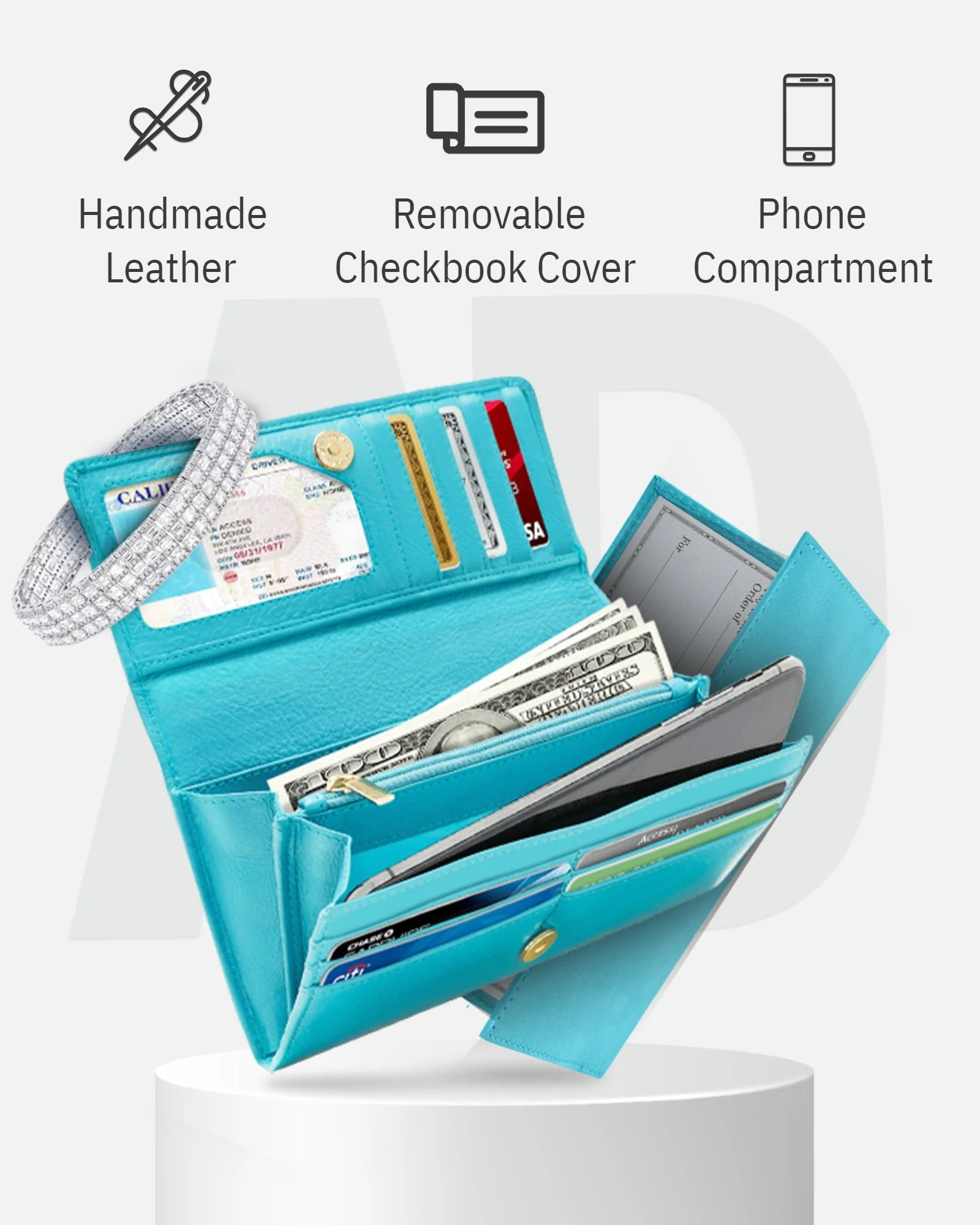 Accordion Clutch With Removable Checkbook Holder - Image 4
