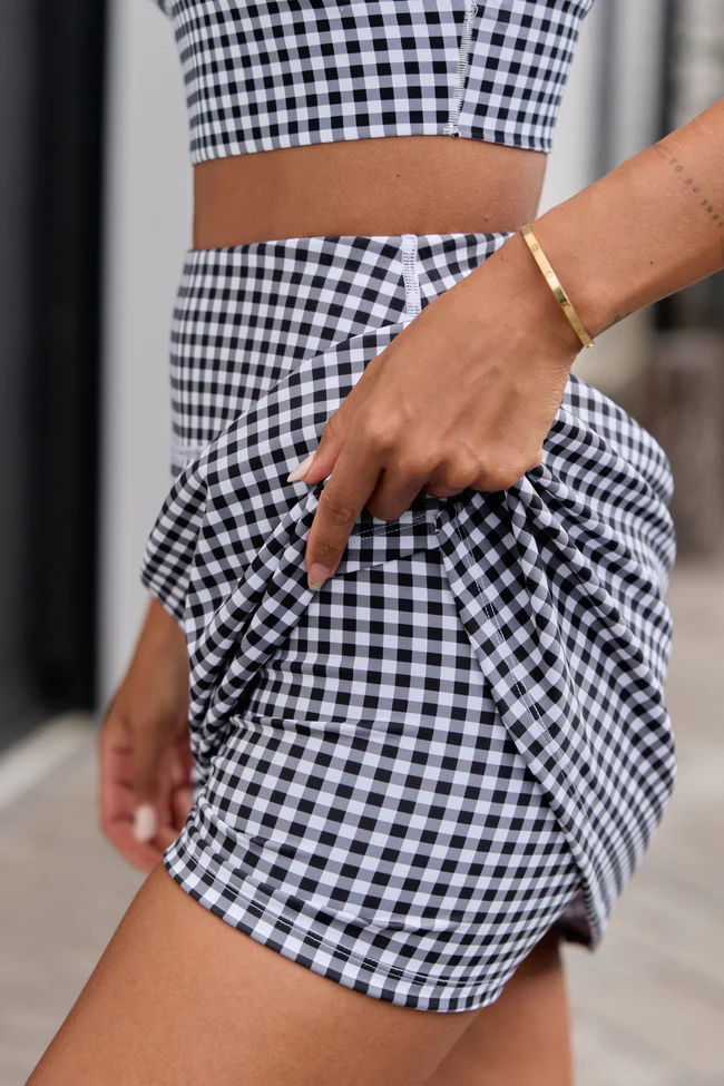 Active State Black Gingham Active Skirt - Image 5