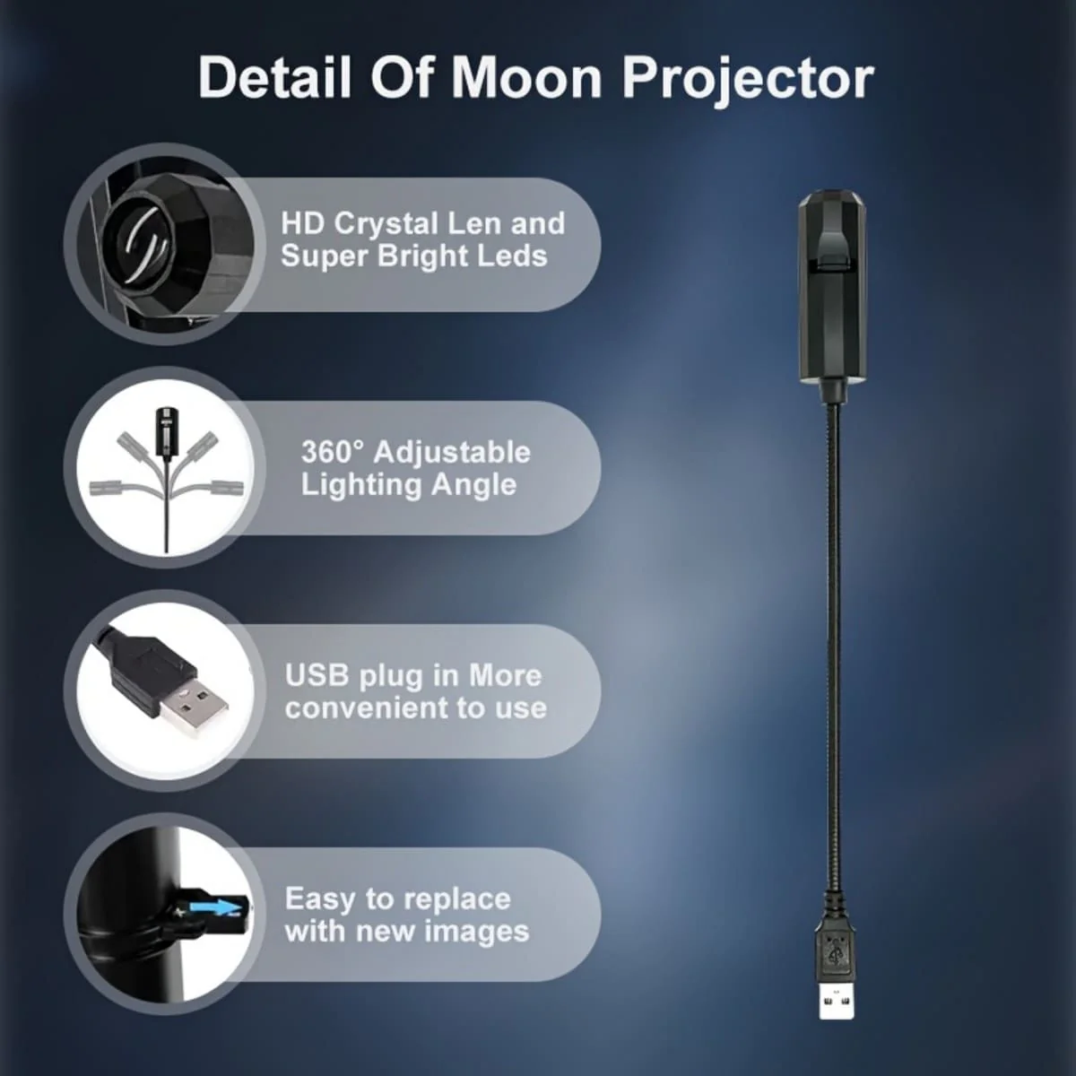 Adjustable 360°Moon Projector Lamp - Image 10