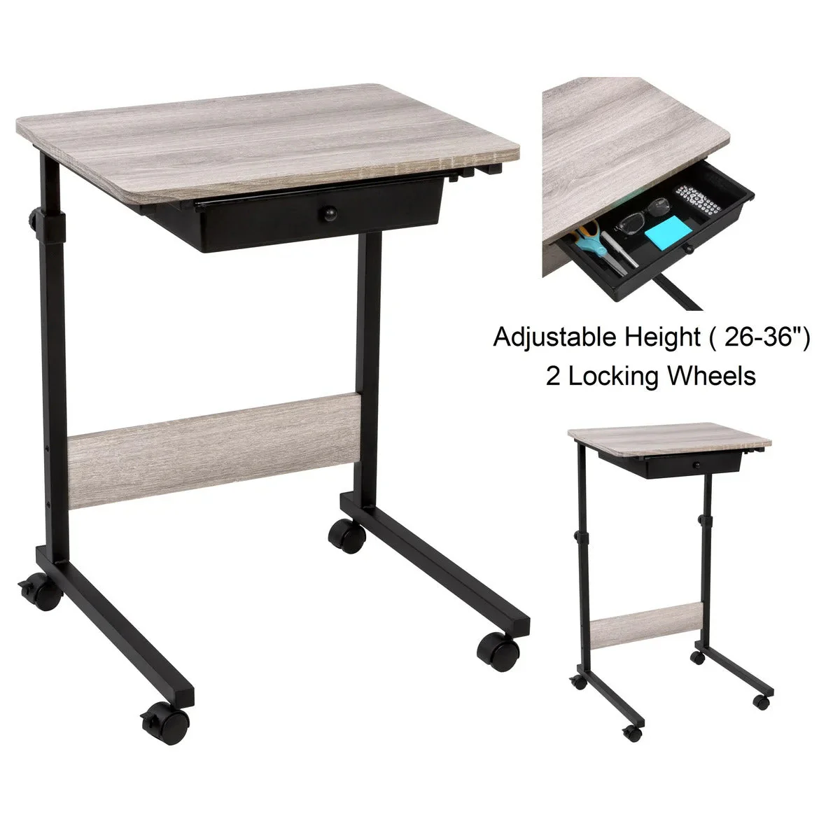 Adjustable Overbed Bedside Table with Wheels (Hospital and Home Medical Use) - Image 18