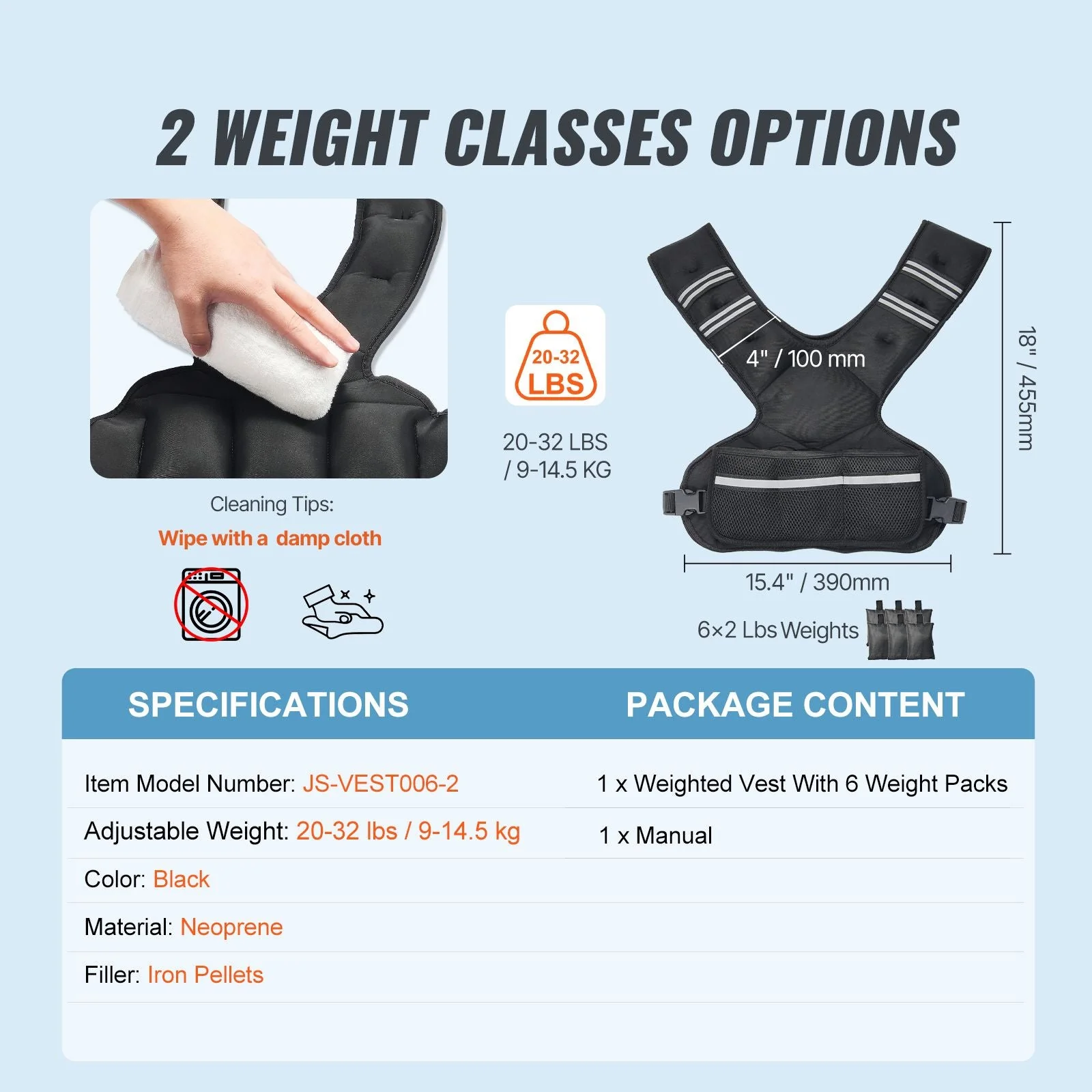 Adjustable Weighted Vest, 20-32lb Weight Vest with 6 Ironsand Weights and Reflective Stripe, Body Weight Vest Exercise Set for Men Women, Workout Equipment for Strength Training Running Jogging - Image 3