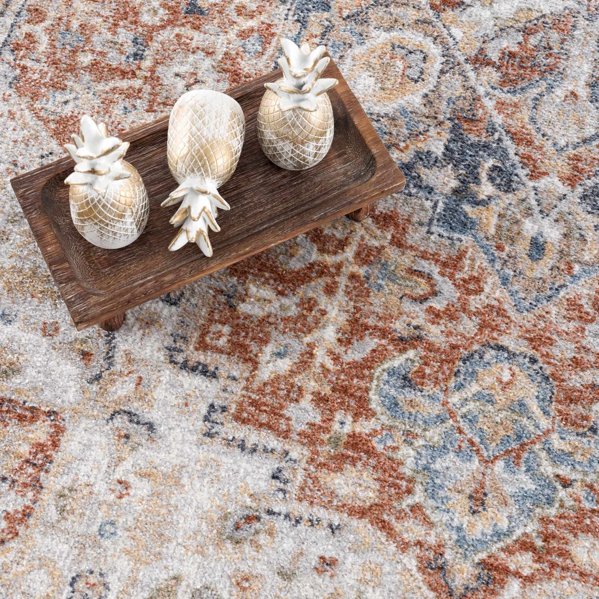 Akram Gray & Orange Washable Area Rug - Clearance - Image 12