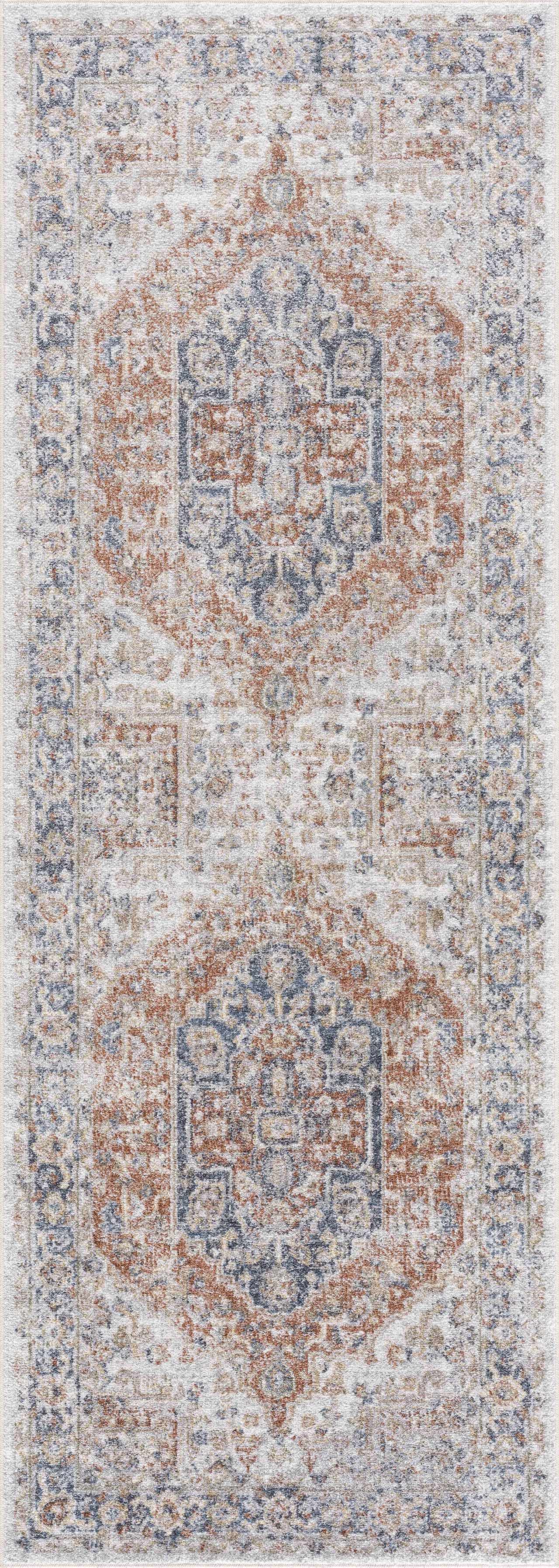Akram Gray & Orange Washable Area Rug - Clearance - Image 9