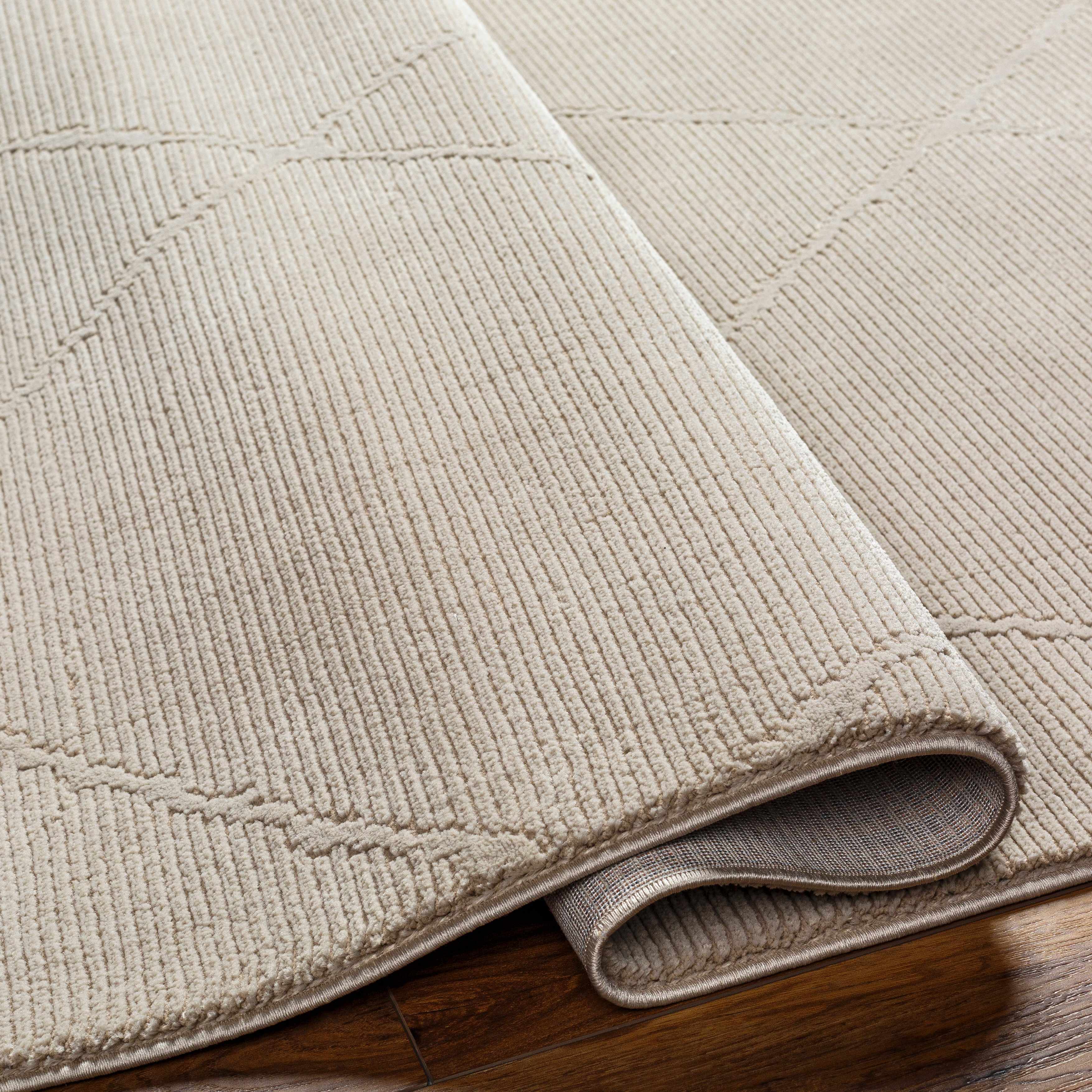 Aldis Tan Plush Textured Washable Rug - Clearance - Image 8