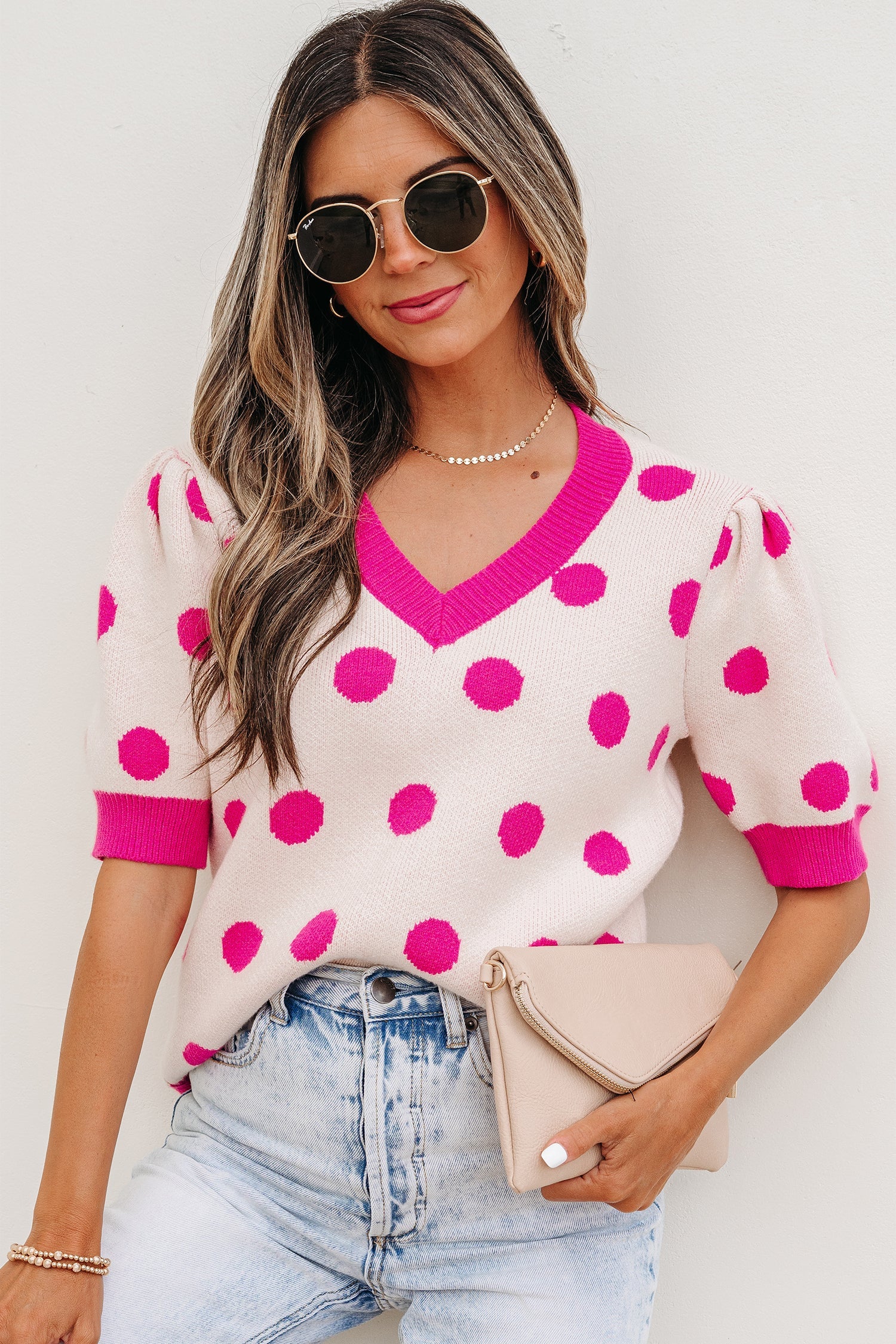 Threaded Pear Alexia Puff Short Sleeve Sweater - Image 4