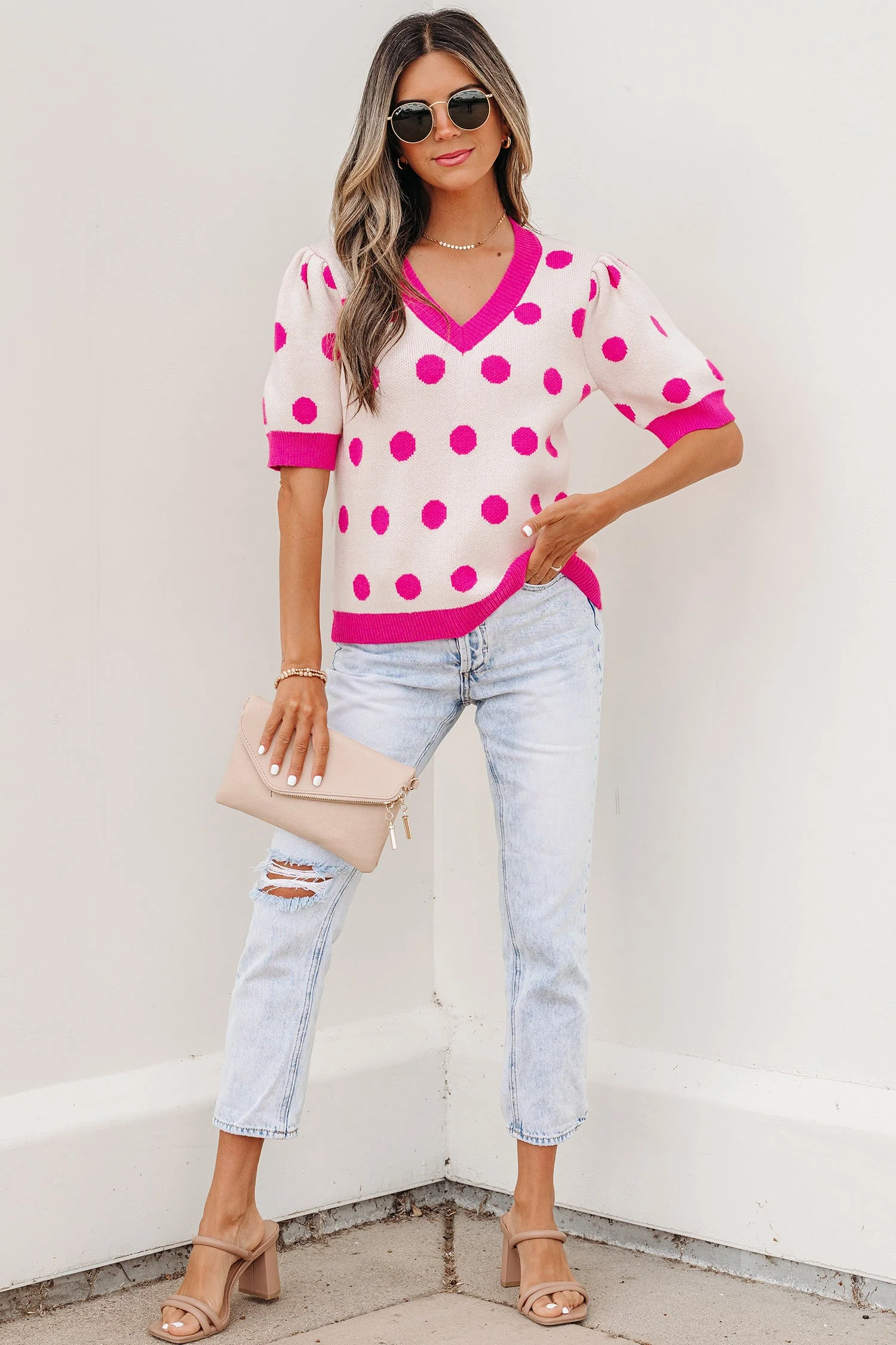 Threaded Pear Alexia Puff Short Sleeve Sweater - Image 5
