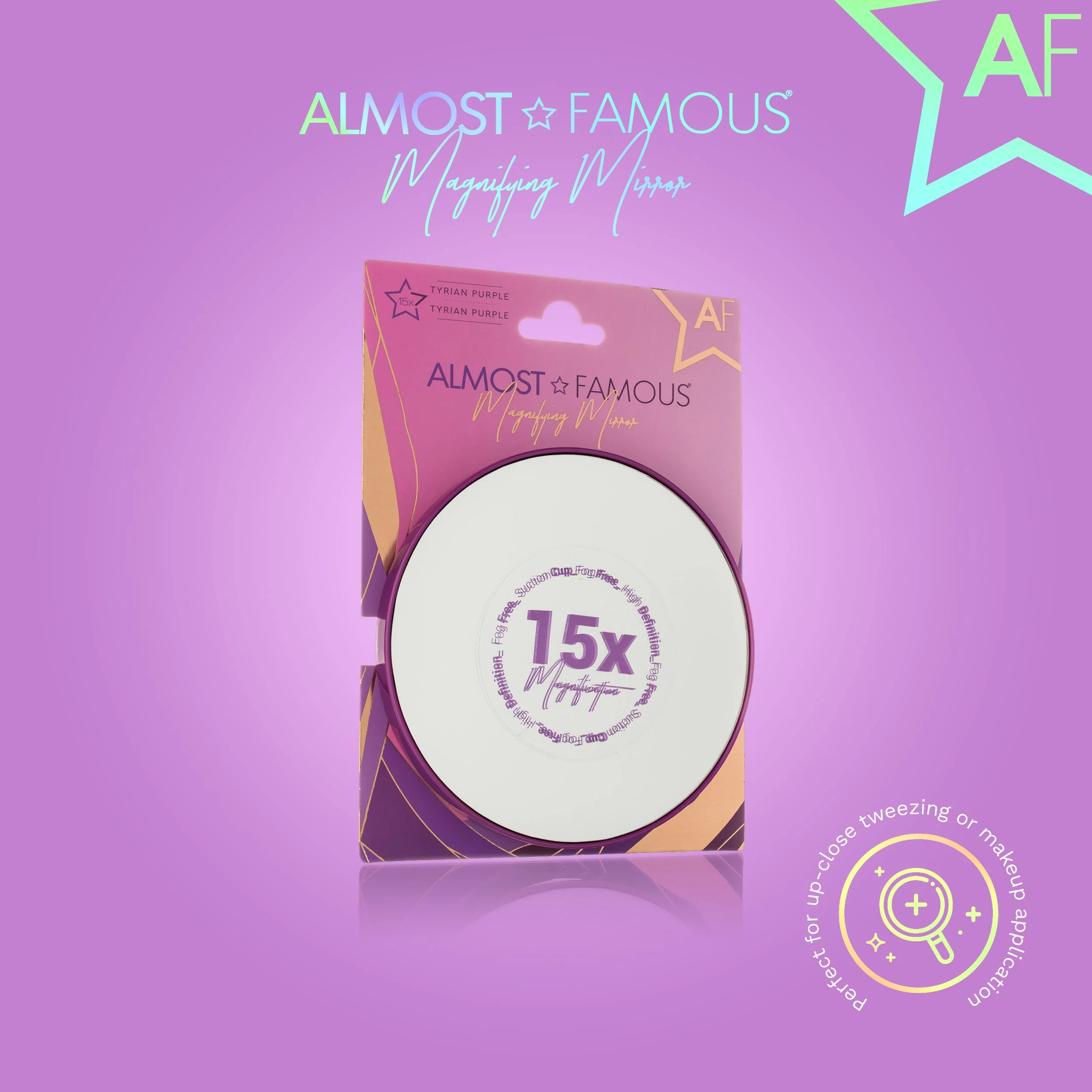 ALMOST FAMOUS - 15X Magnifying Vanity Mirror with Suction Cup – Close-Up Makeup & Tweezing Mirror - Image 11