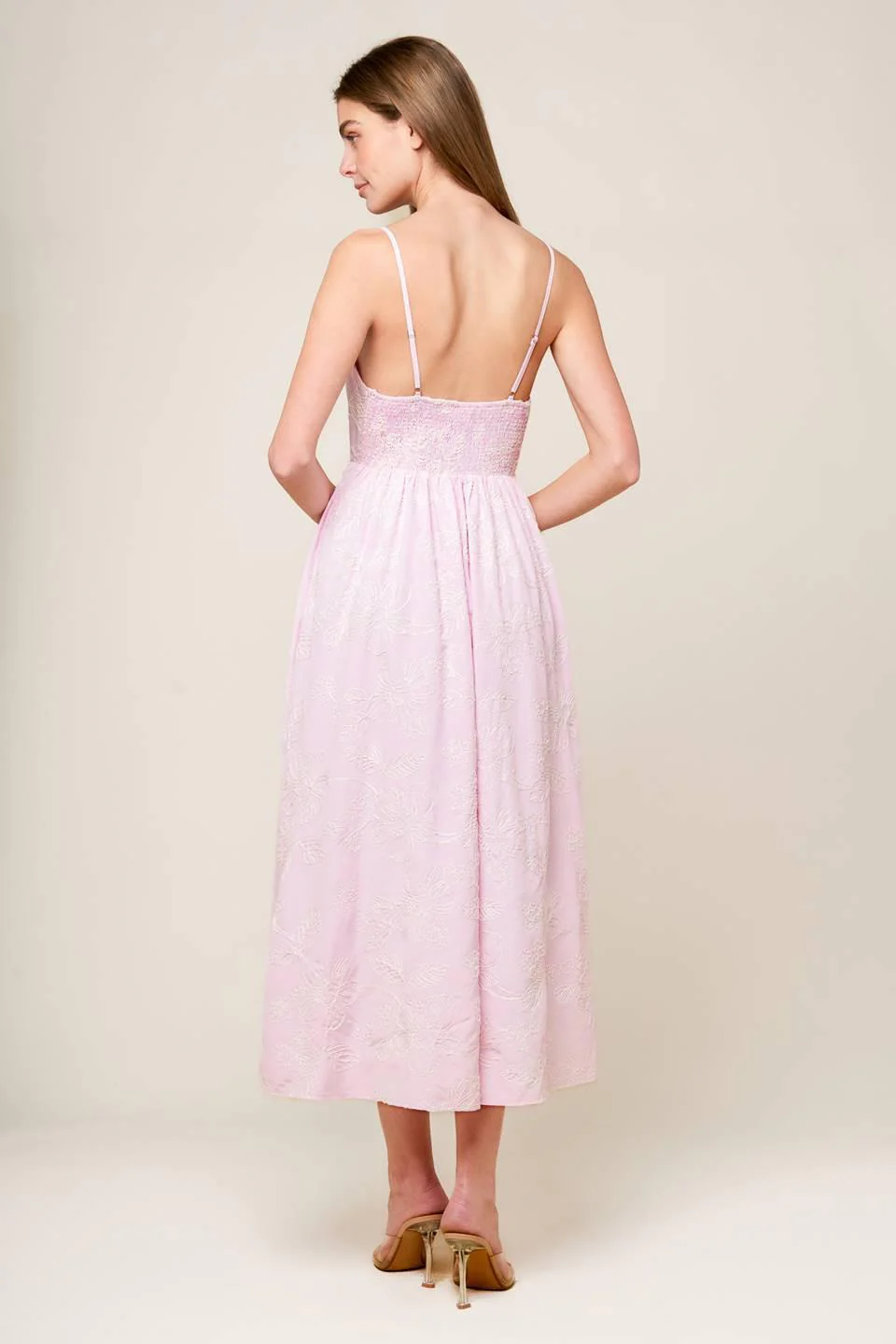 Along the Shore Pink Woven Midi Dress - Image 2
