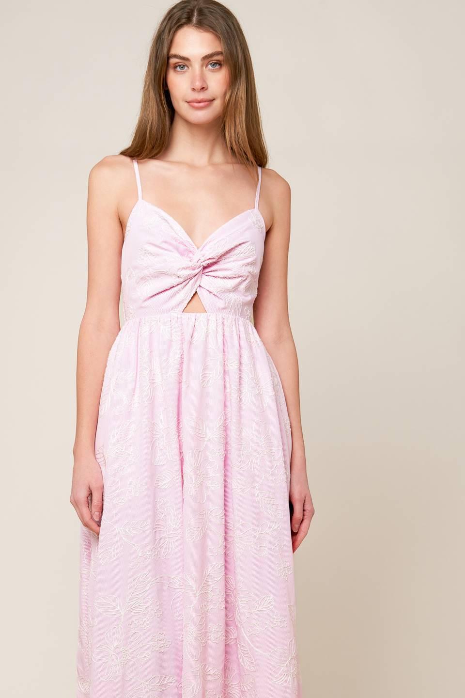 Along the Shore Pink Woven Midi Dress - Image 4