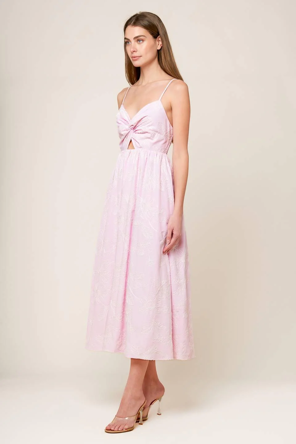 Along the Shore Pink Woven Midi Dress - Image 5
