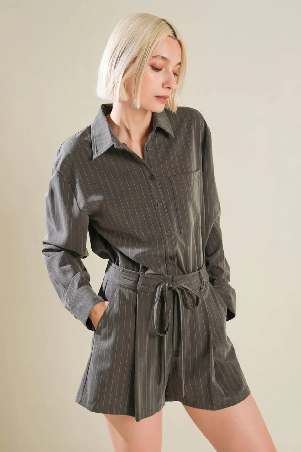 Am I Okay With Woven Romper - Image 3