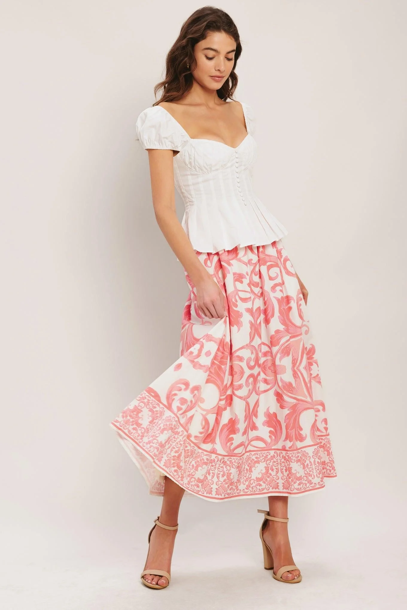 Amalfi Sunset Woven Midi Full Skirt - Image 3