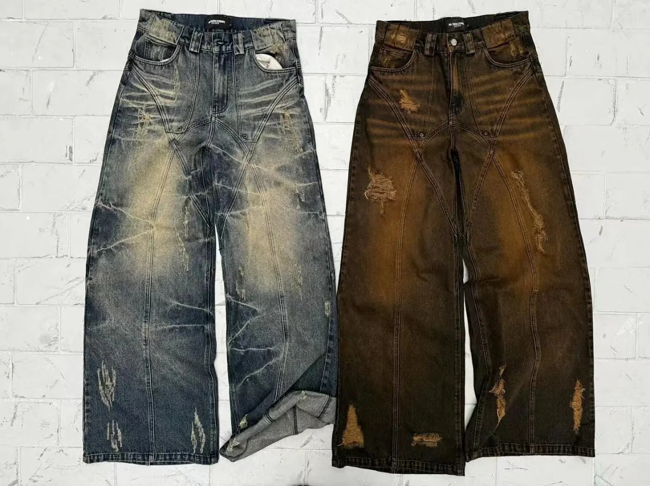American High Street Straight Yellow Mud Dyed Jeans - Image 2