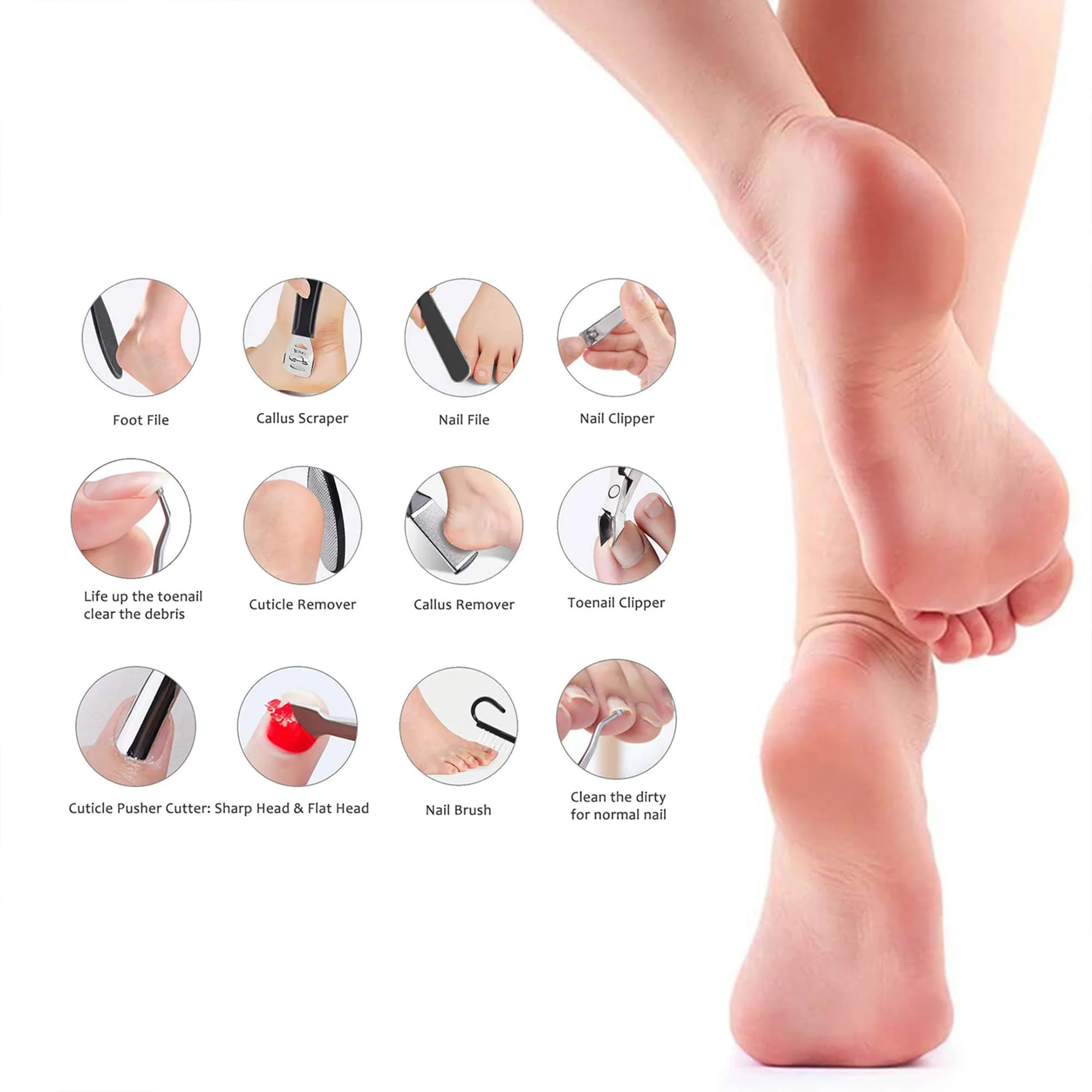 Amore Paris Professional Pedicure Kit 28 In 1, Foot Care File Set For Callus And Dead Skin Remover - Image 7