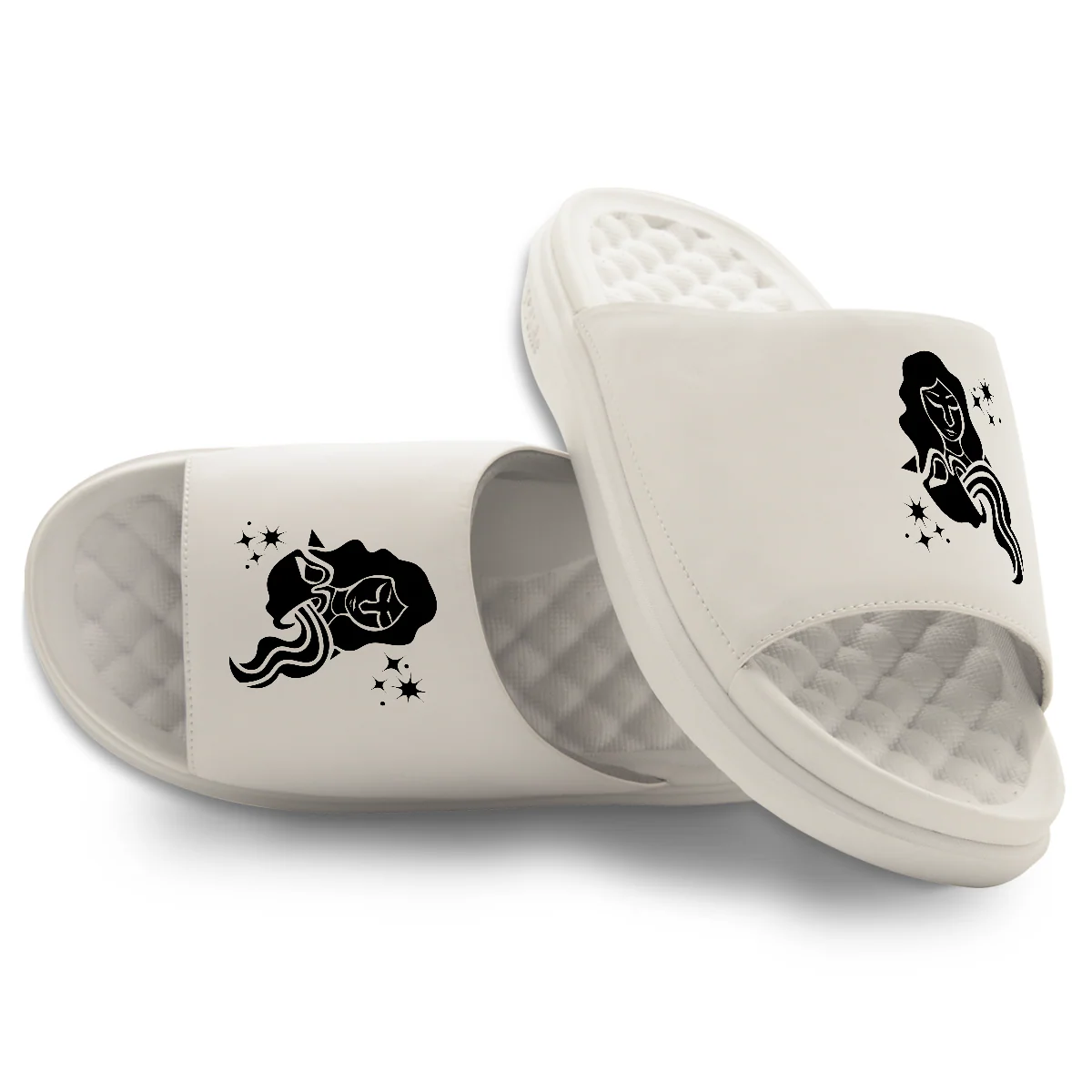 Aquarius Zodiac Symbols Motive Slide Sandals - Image 3