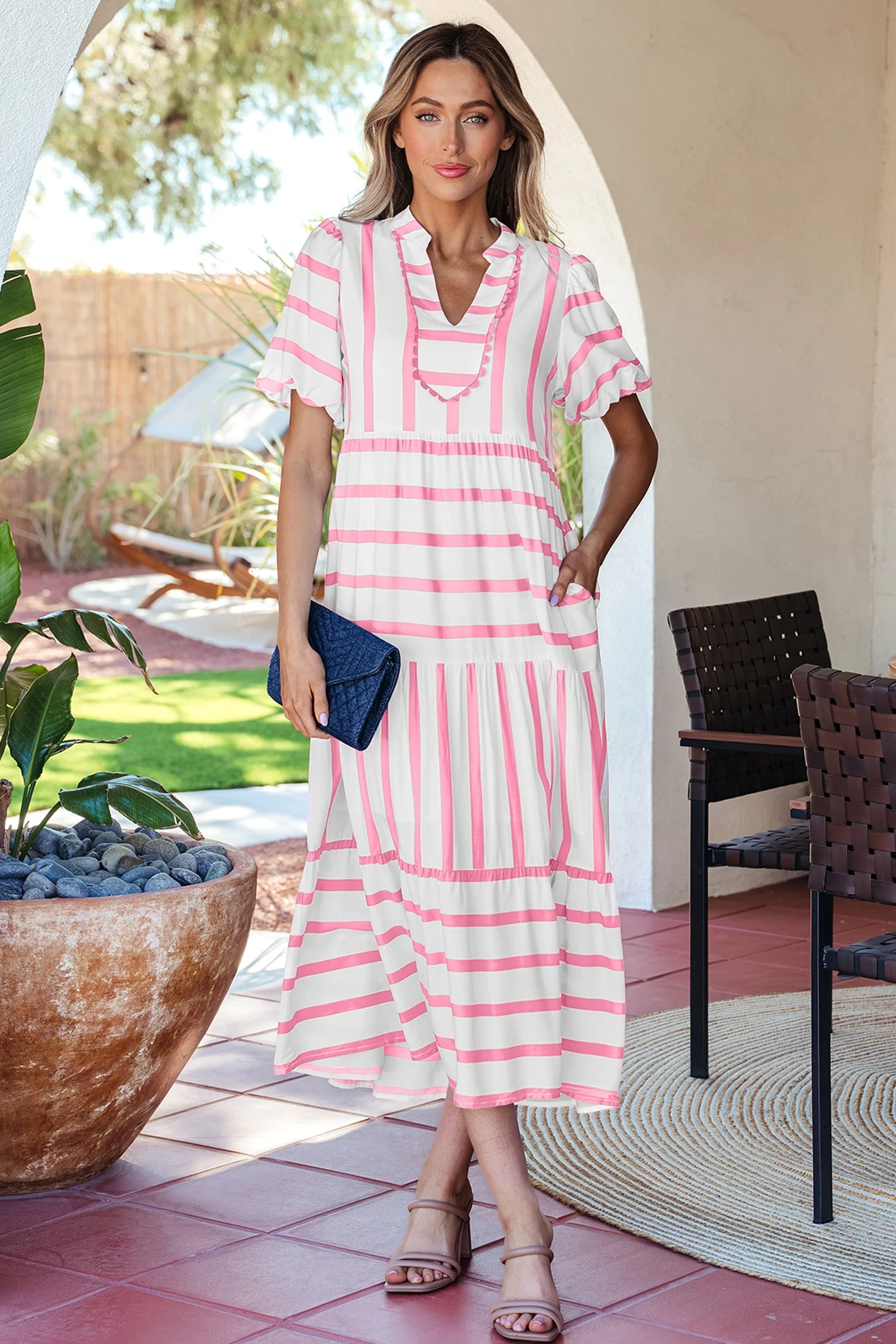 Threaded Pear Ariyah Half Sleeve Vacation Dress - Image 4