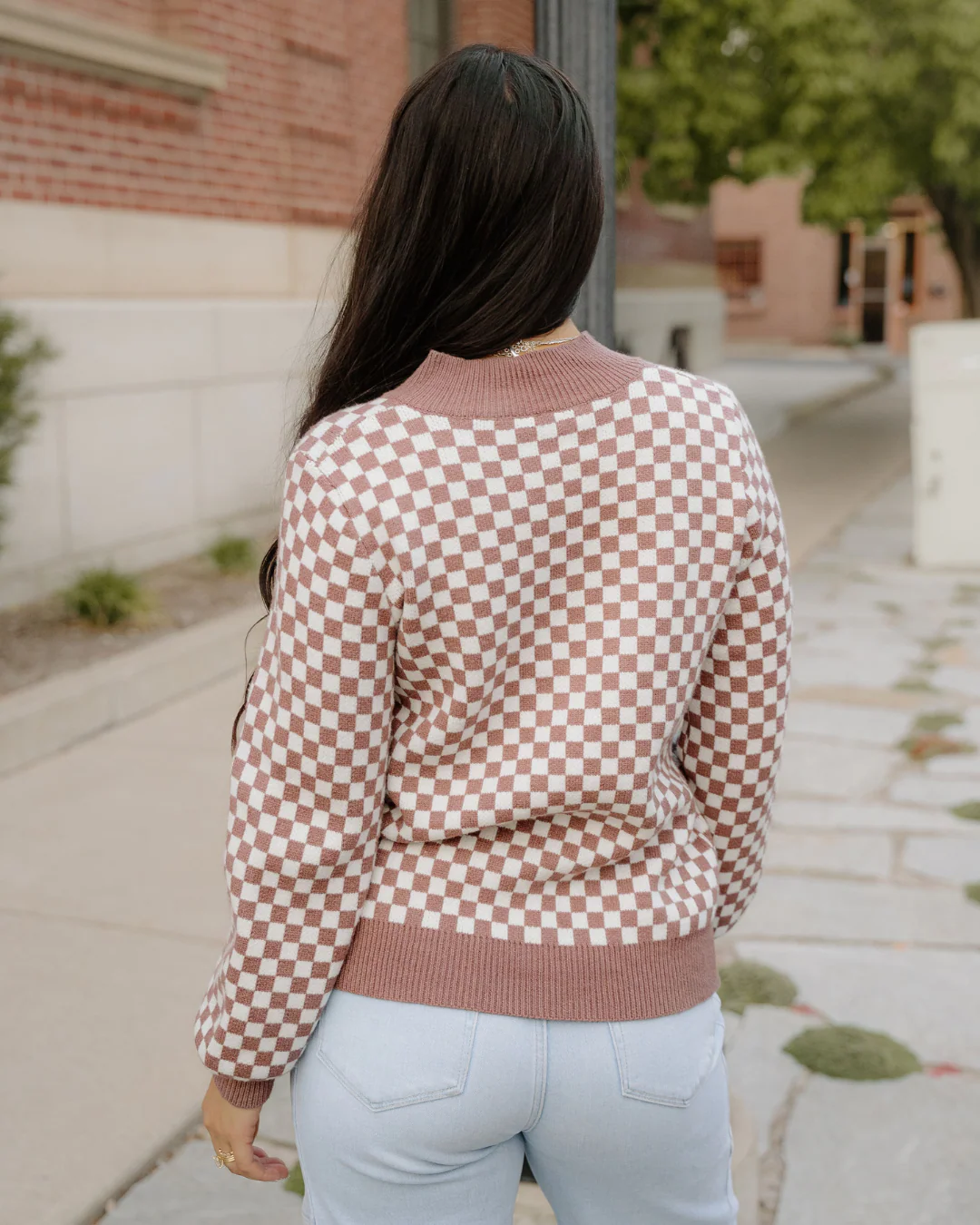 Arlo Checkered Sweater - Brown - Image 5